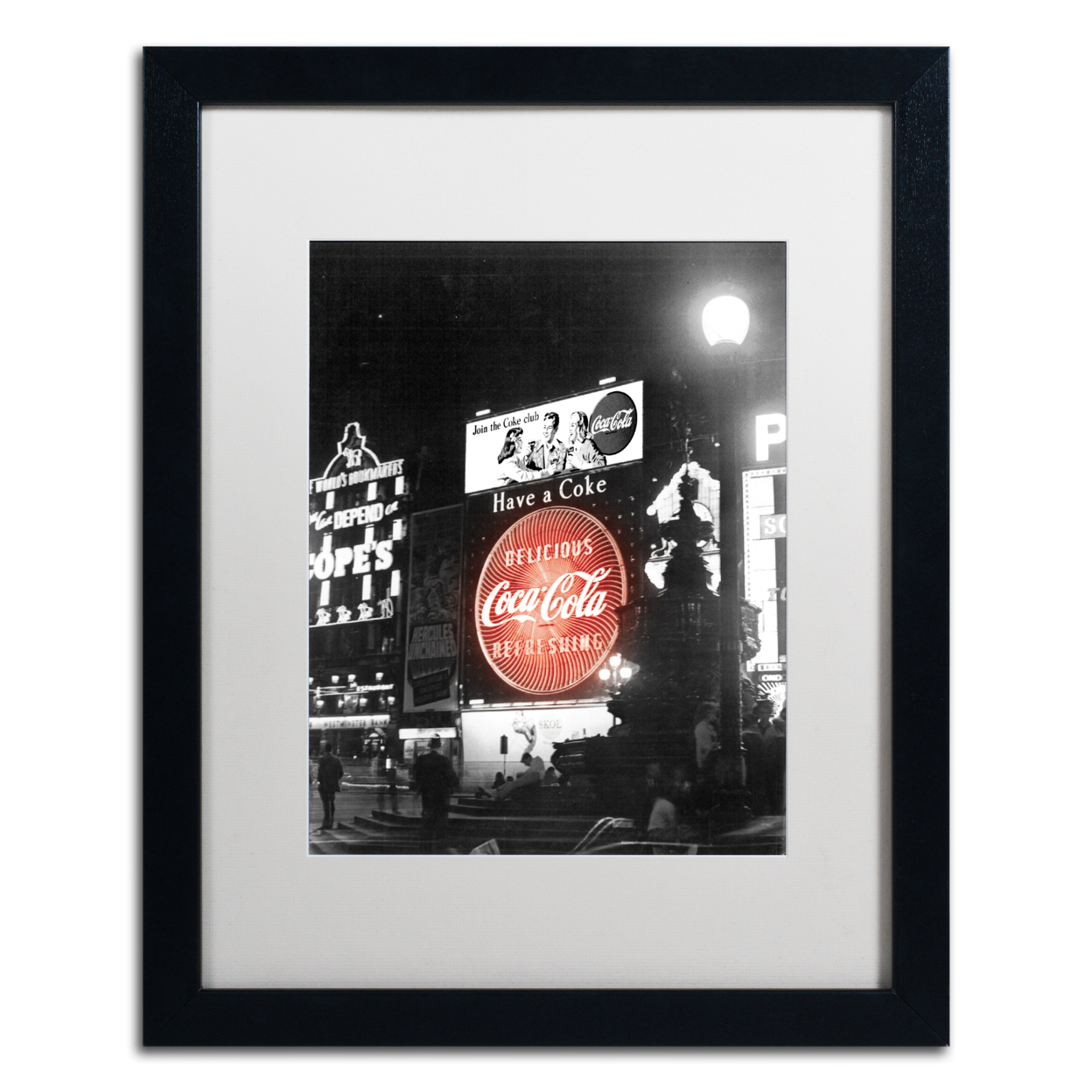 Coca Cola 'Color Splash Vintage Photography 1' Black Wooden Framed Art 18 X 22 Inches