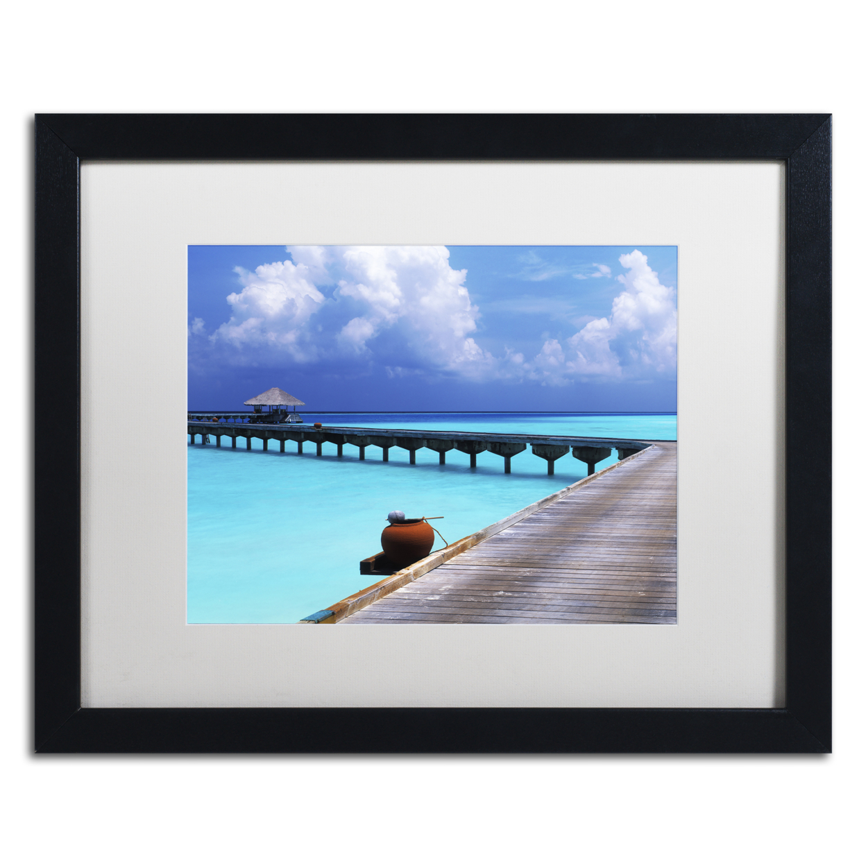 David Evans 'Into The Blue-Maldives' Black Wooden Framed Art 18 X 22 Inches