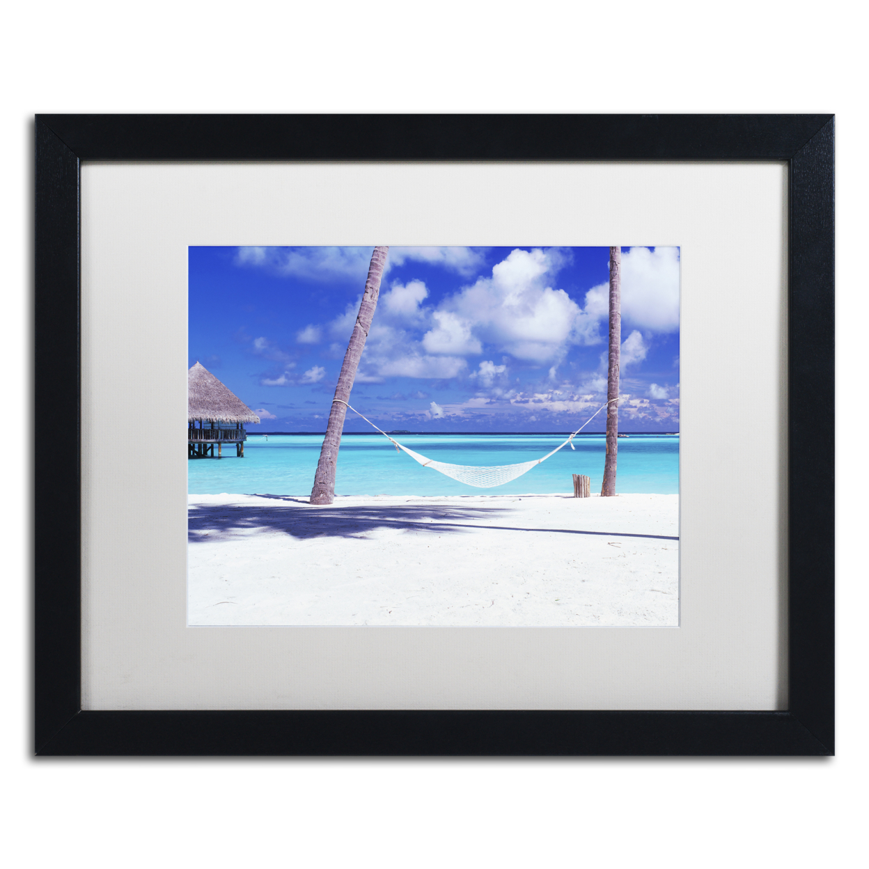 David Evans 'View For One-Maldives' Black Wooden Framed Art 18 X 22 Inches