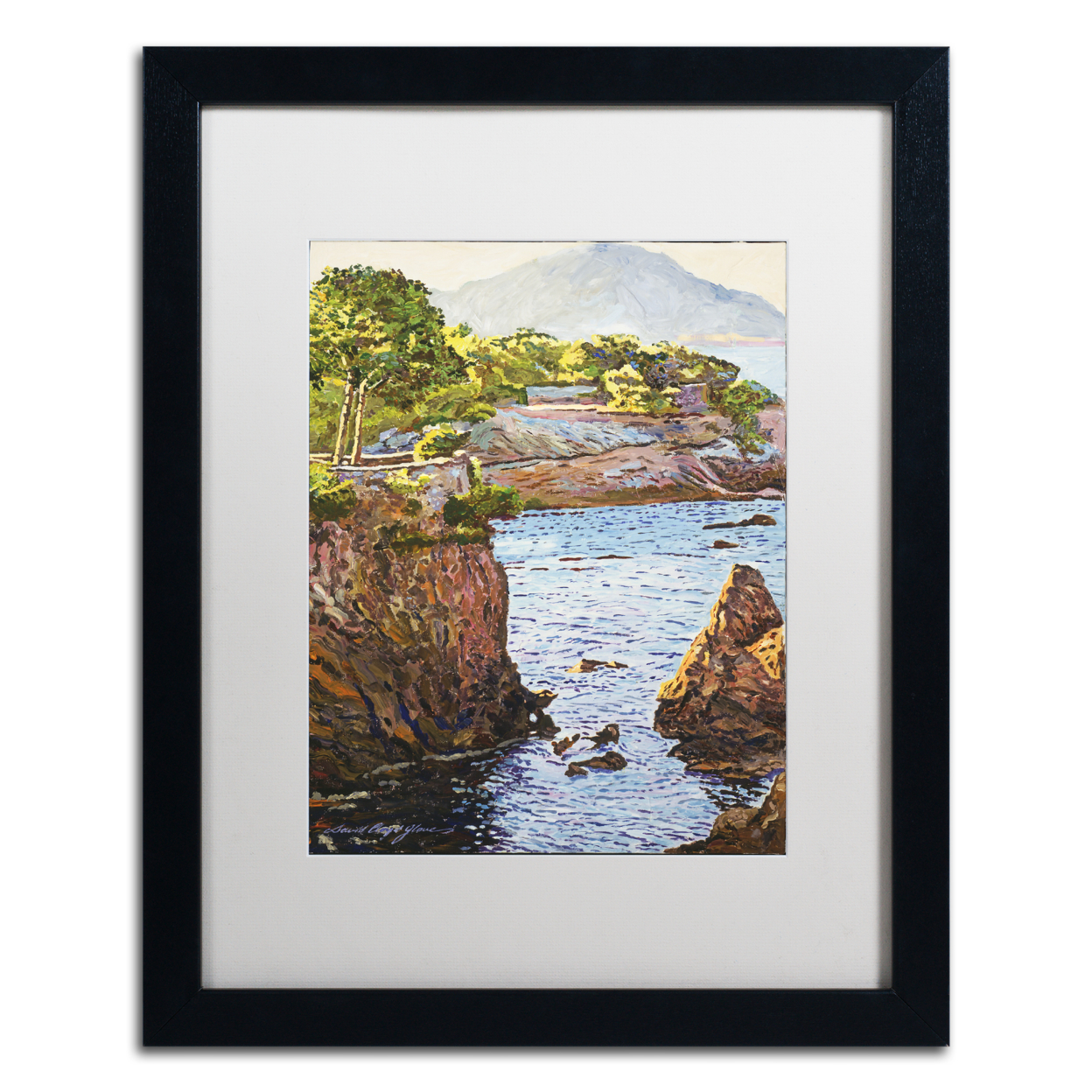 David Lloyd Glover 'Riviera Sea Cove' Black Wooden Framed Art 18 X 22 Inches