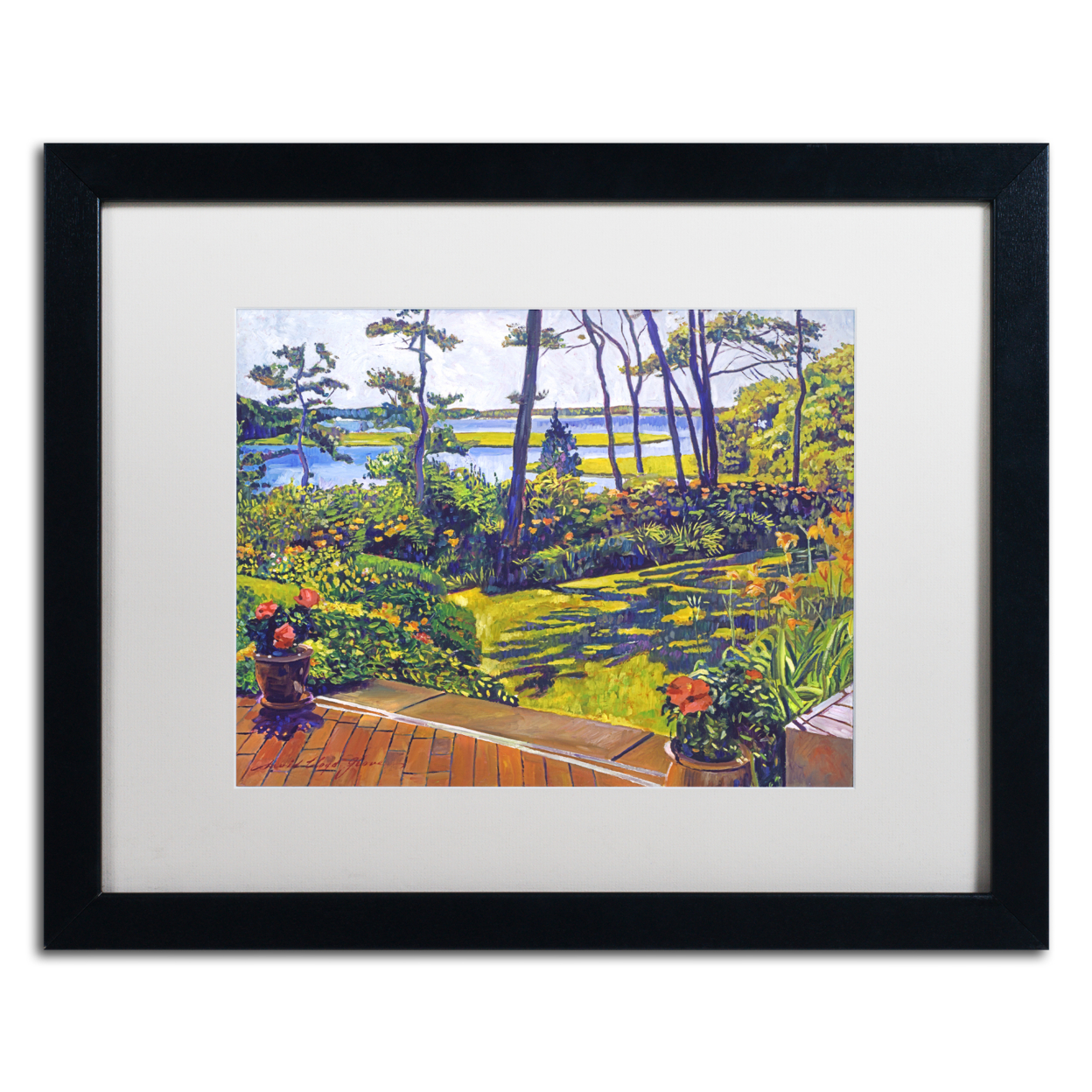 David Lloyd Glover 'Ocean Lagoon Garden' Black Wooden Framed Art 18 X 22 Inches
