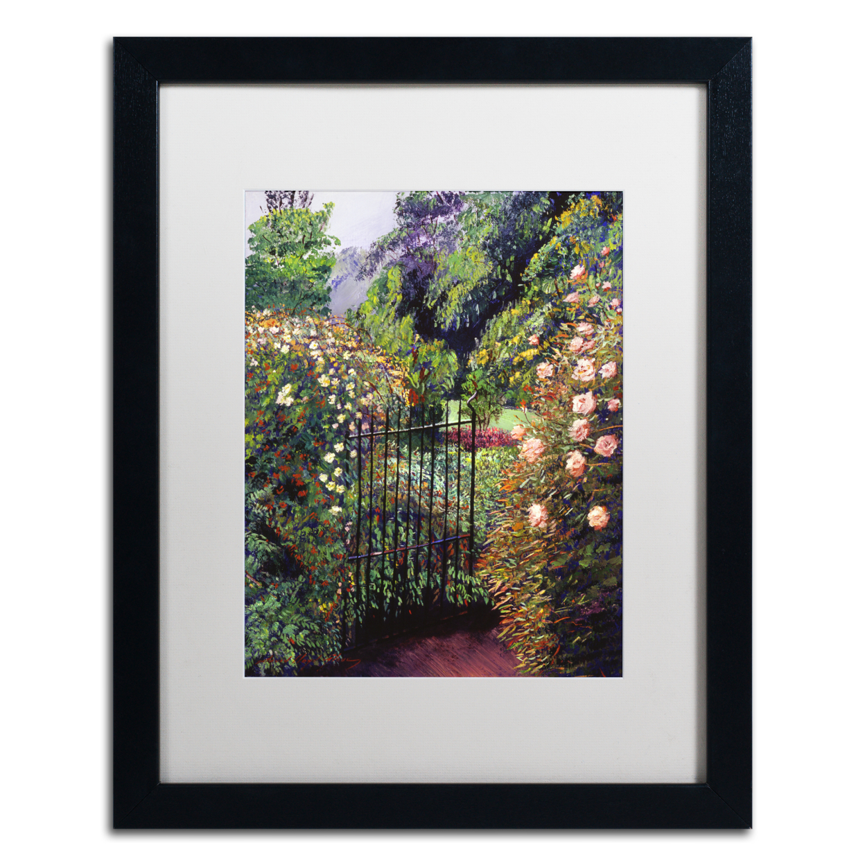 David Lloyd Glover 'Quiet Garden Entrance' Black Wooden Framed Art 18 X 22 Inches