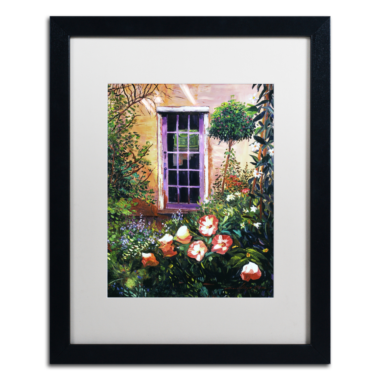 David Lloyd Glover 'Tuscany Villa Garden' Black Wooden Framed Art 18 X 22 Inches