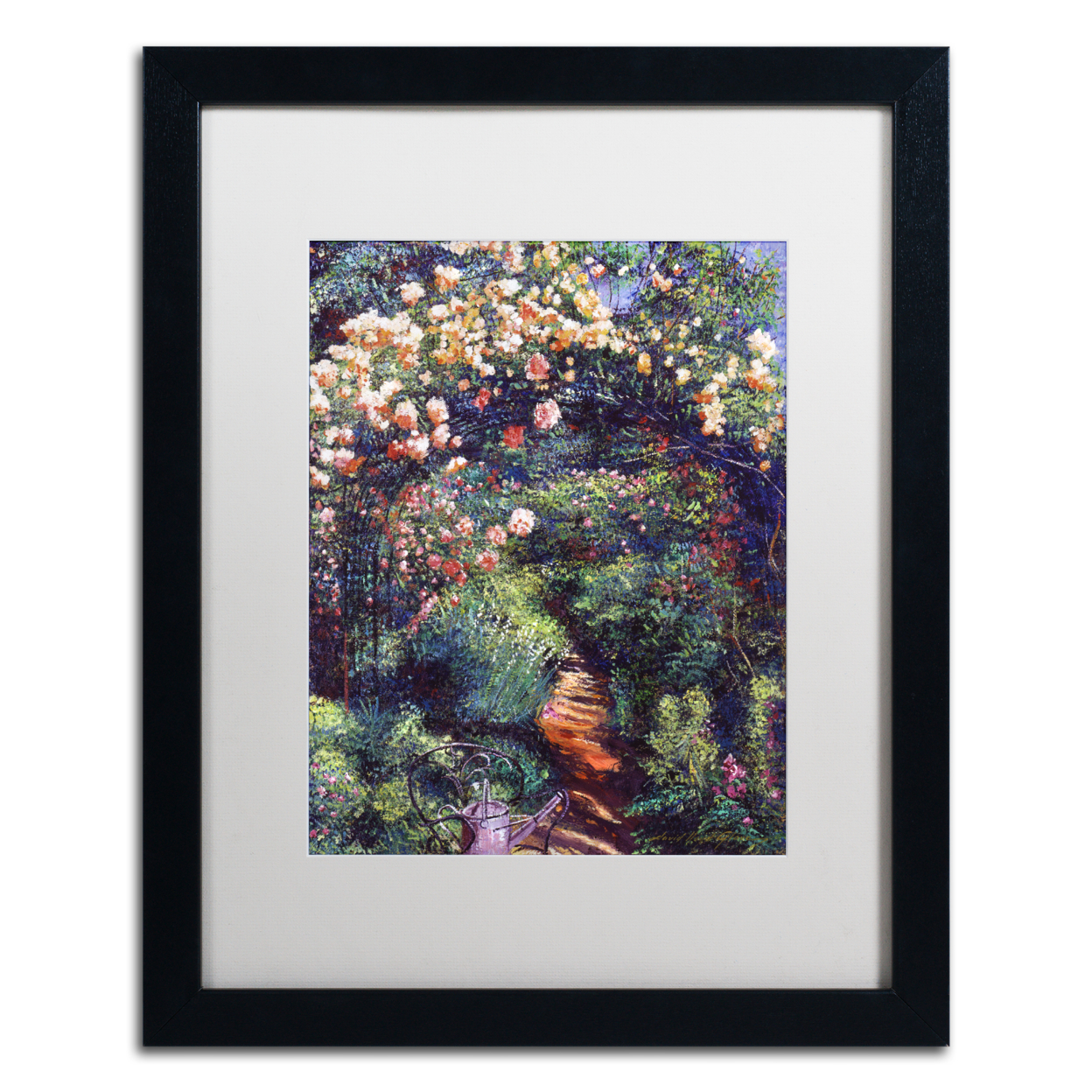 David Lloyd Glover 'Rose Arbor Pathway' Black Wooden Framed Art 18 X 22 Inches