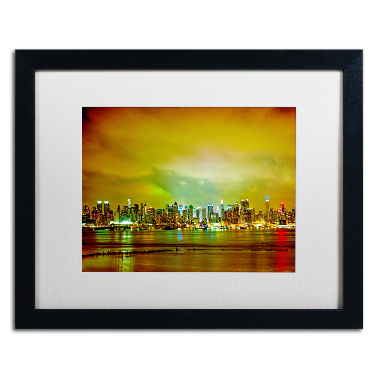 Preston 'City Skyline' Black Wooden Framed Art 18 X 22 Inches