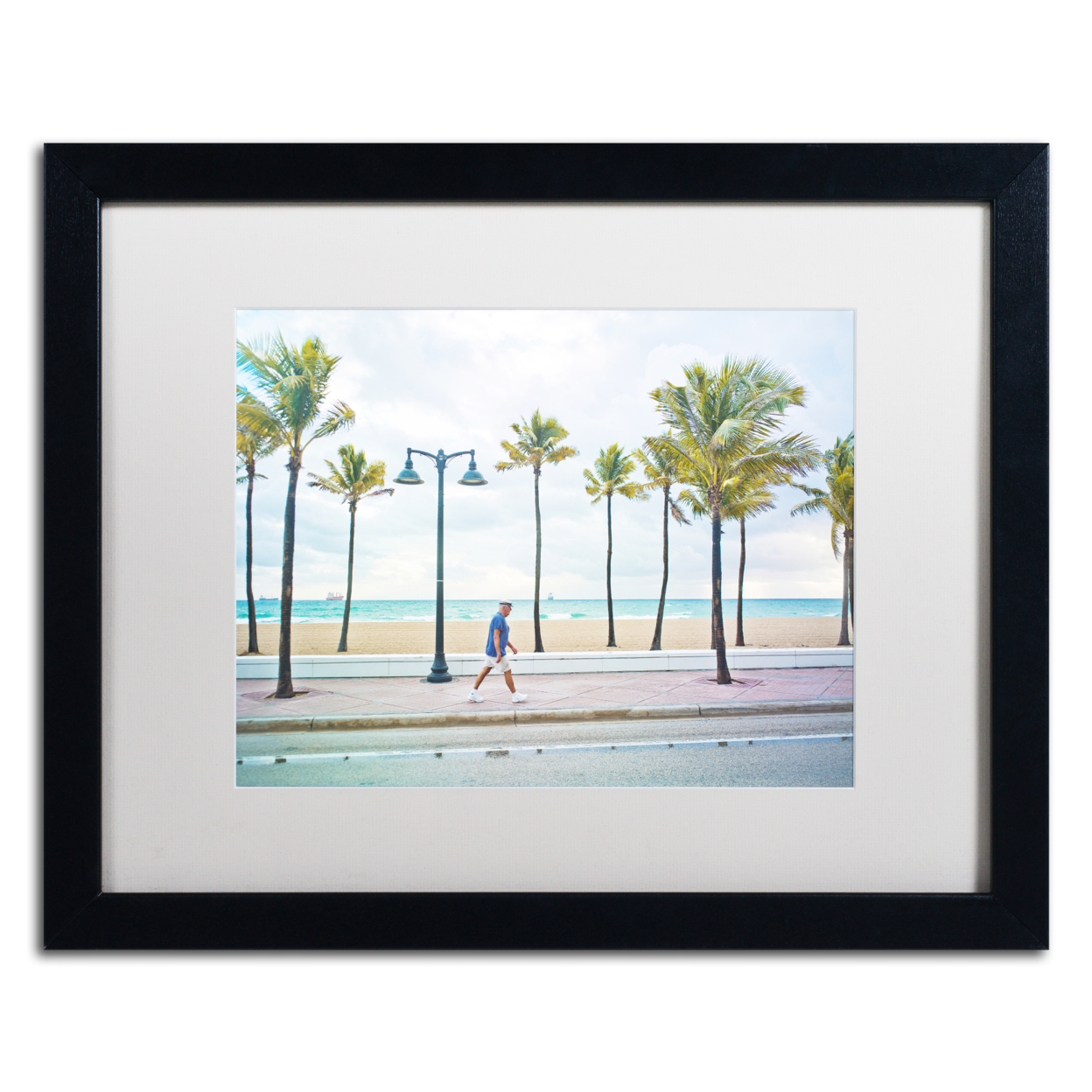 Preston 'Florida Beach Walk' Black Wooden Framed Art 18 X 22 Inches