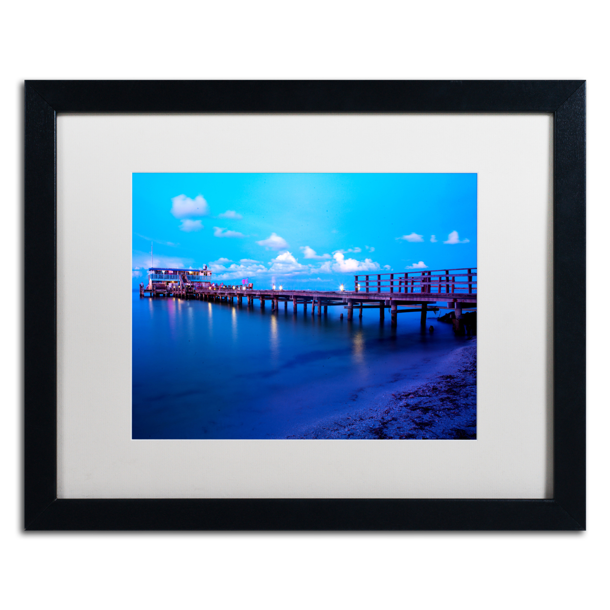 Preston 'Florida Pier' Black Wooden Framed Art 18 X 22 Inches