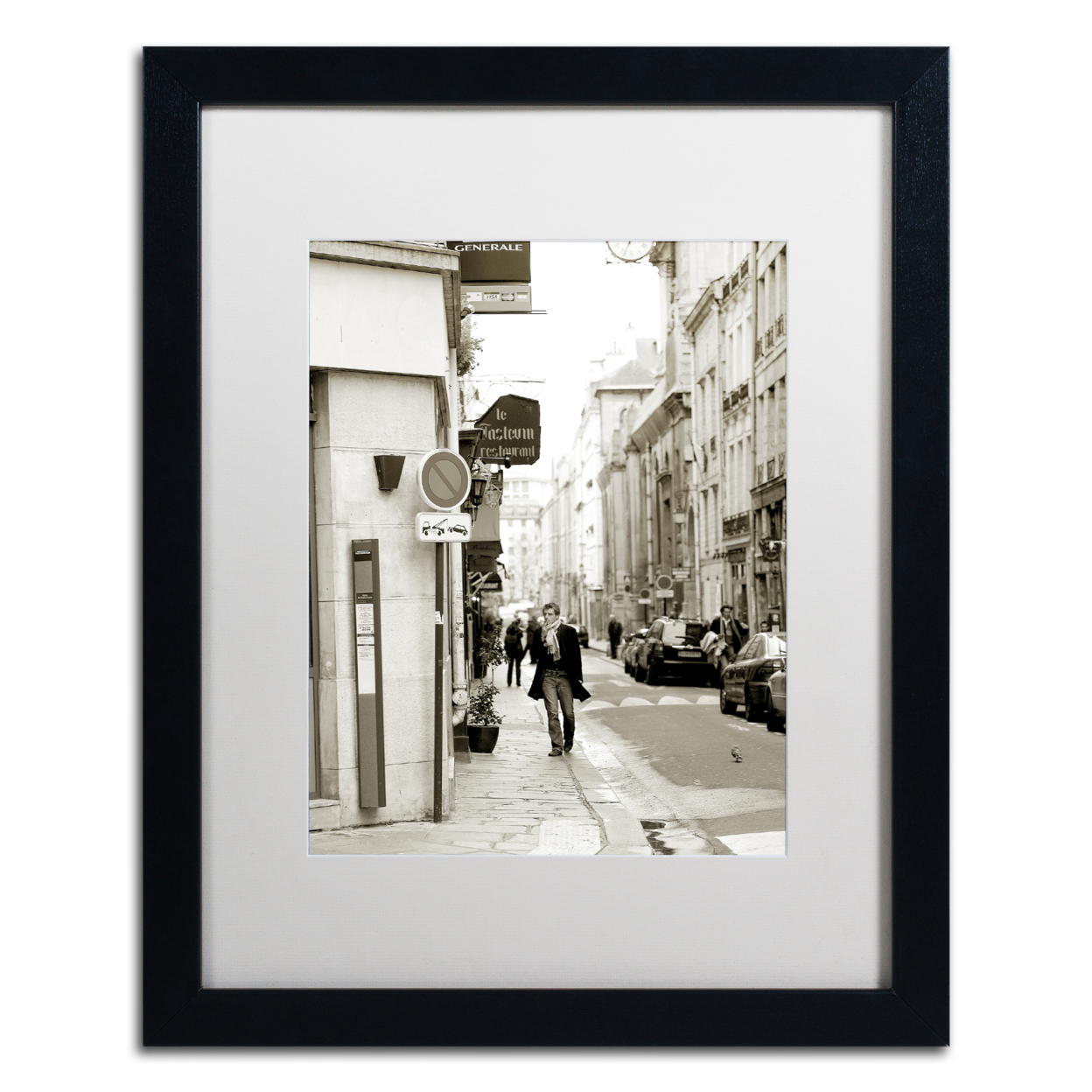 Preston 'Man In Paris' Black Wooden Framed Art 18 X 22 Inches