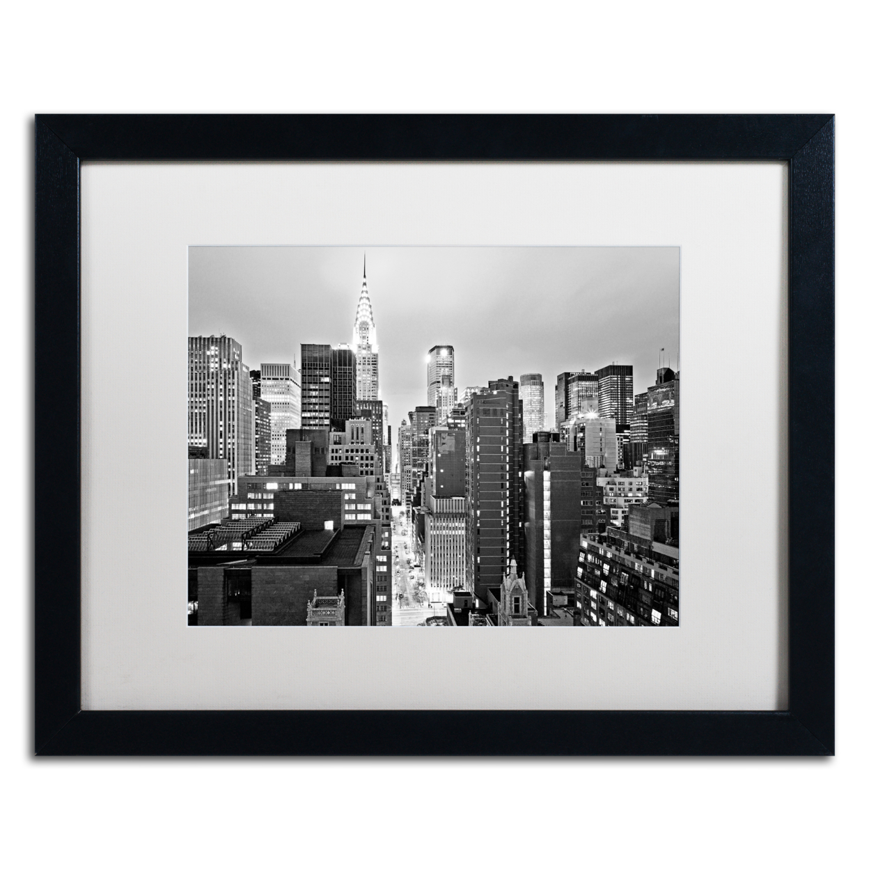 Preston 'New York Skyline 2' Black Wooden Framed Art 18 X 22 Inches
