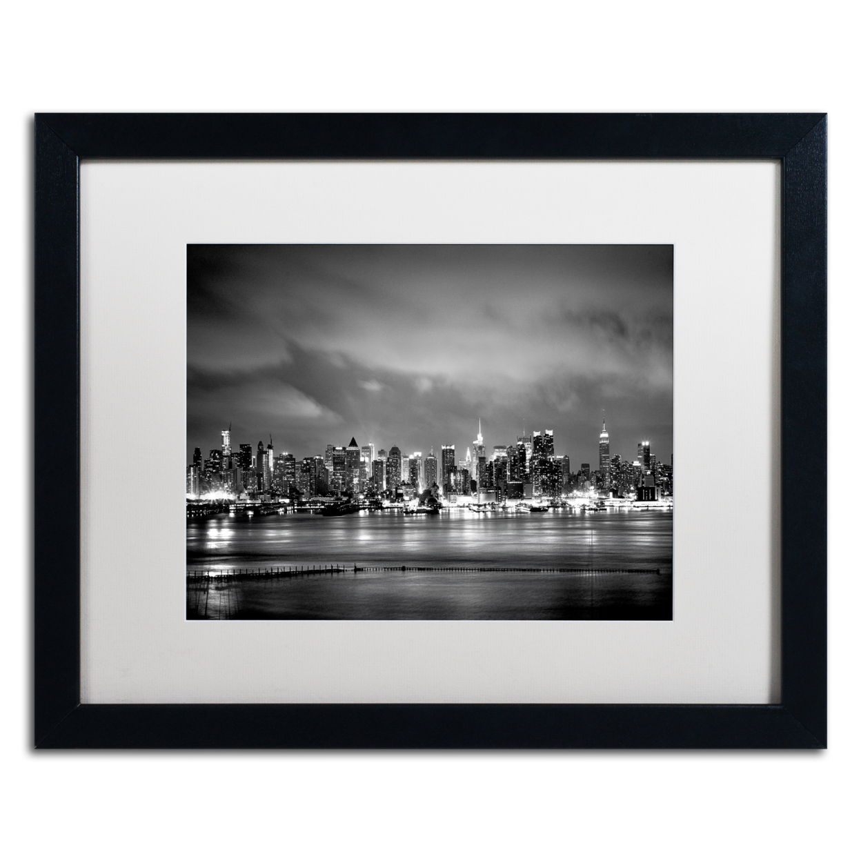 Preston 'New York Skyline' Black Wooden Framed Art 18 X 22 Inches
