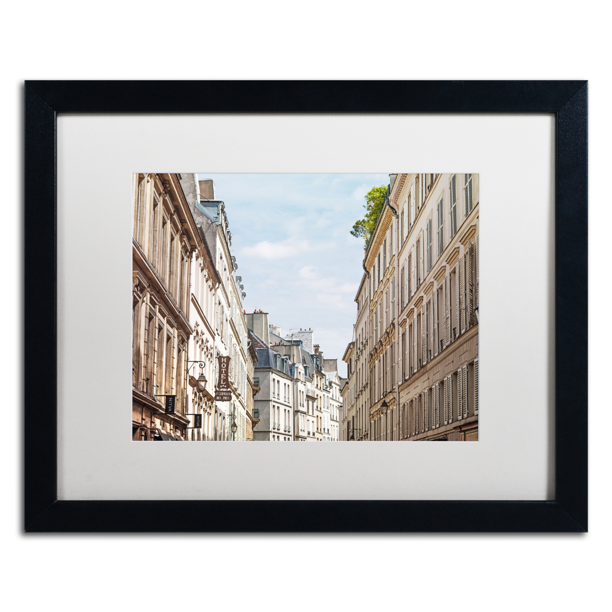 Preston 'Parisian Buildings' Black Wooden Framed Art 18 X 22 Inches