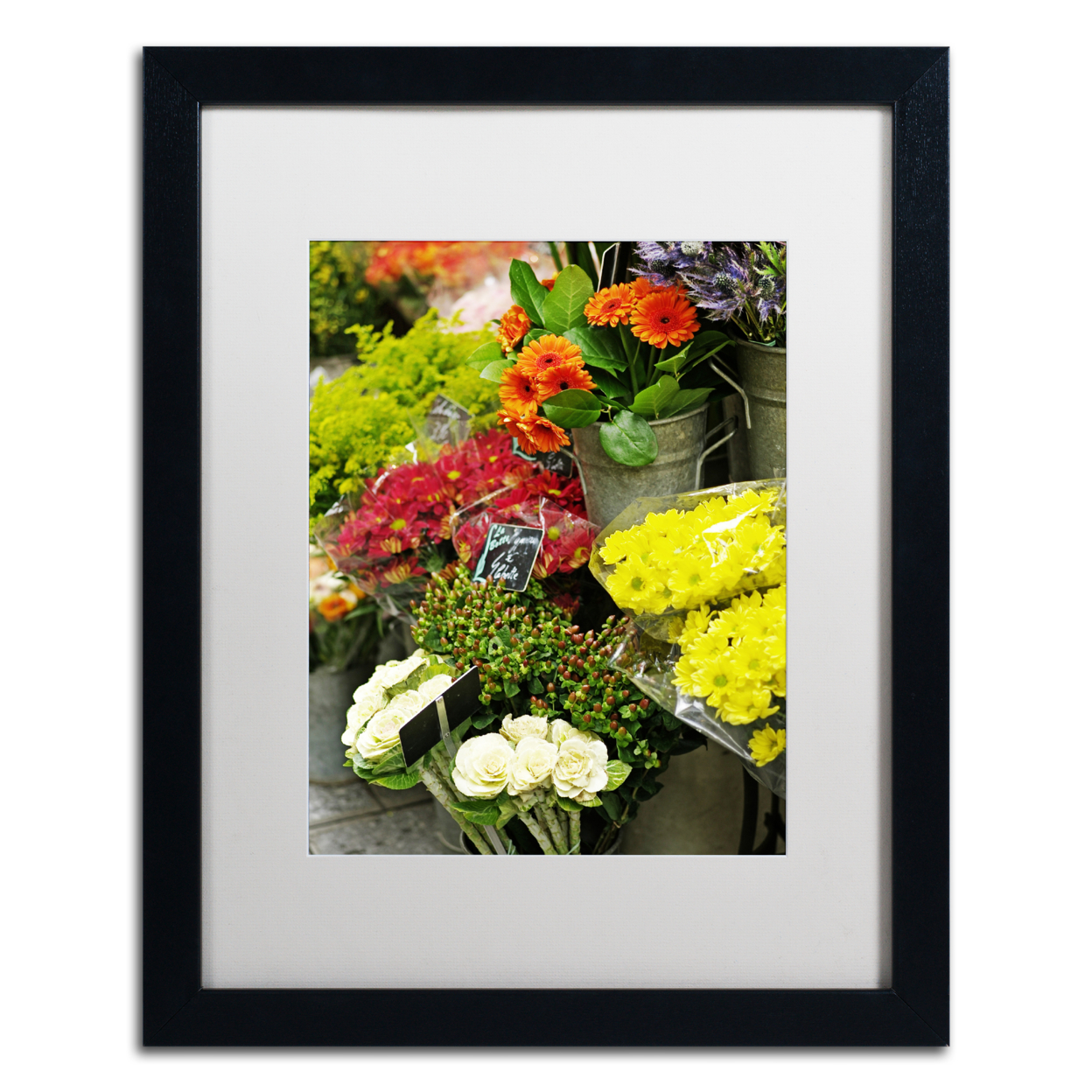 Preston 'Parisian Flowers' Black Wooden Framed Art 18 X 22 Inches