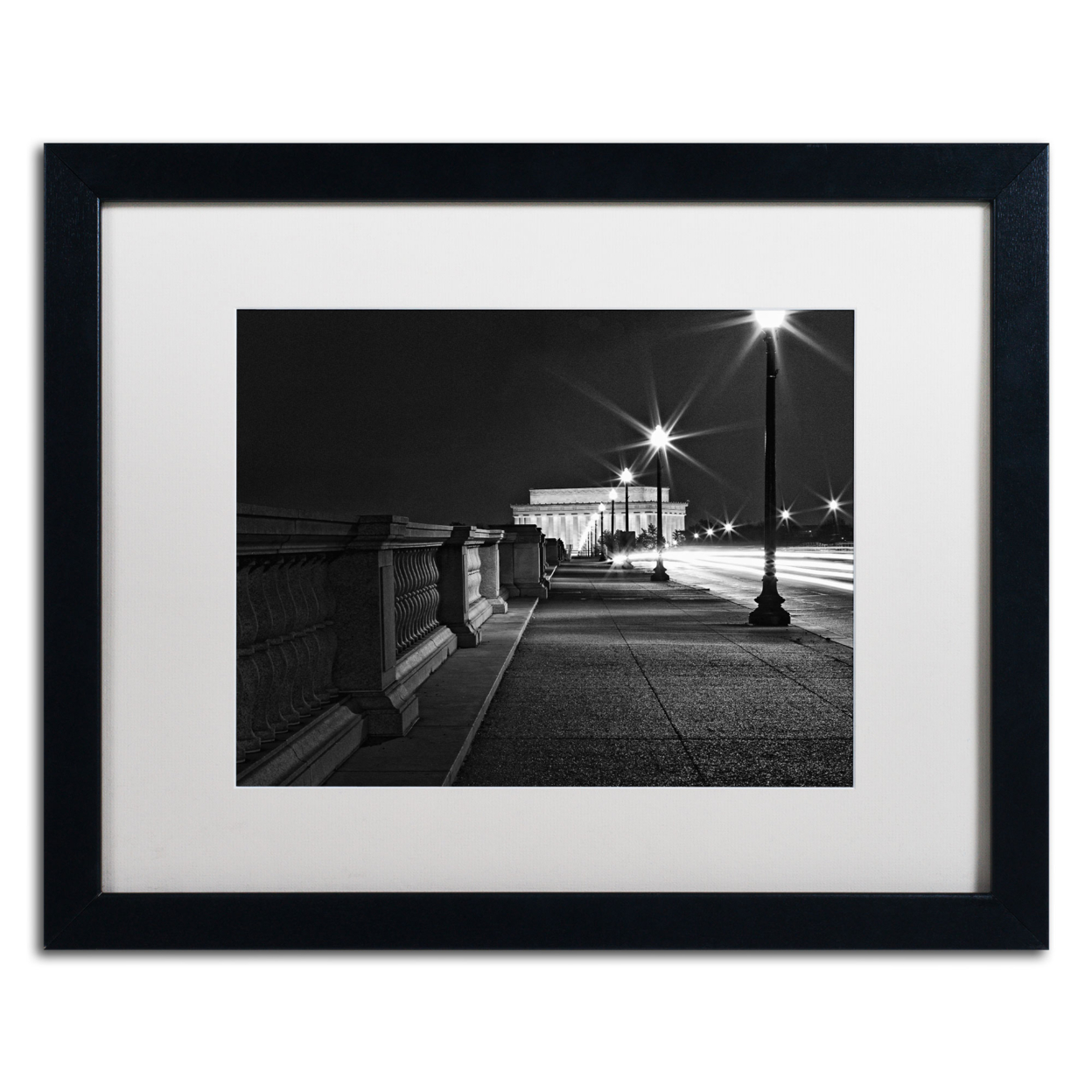 Gregory O'Hanlon 'Lincoln Memorial Bridge' Black Wooden Framed Art 18 X 22 Inches
