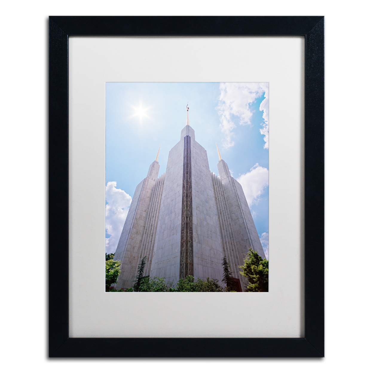 Gregory O'Hanlon 'LDS Temple Under The Sun' Black Wooden Framed Art 18 X 22 Inches