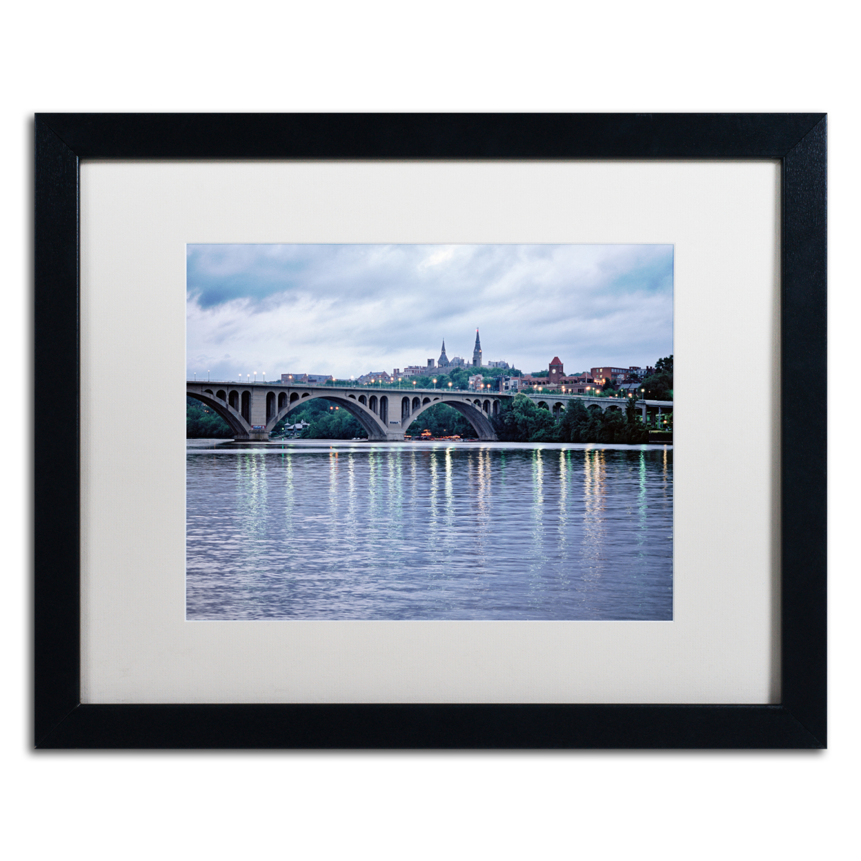 Gregory O'Hanlon 'Georgetown-Key Bridge' Black Wooden Framed Art 18 X 22 Inches