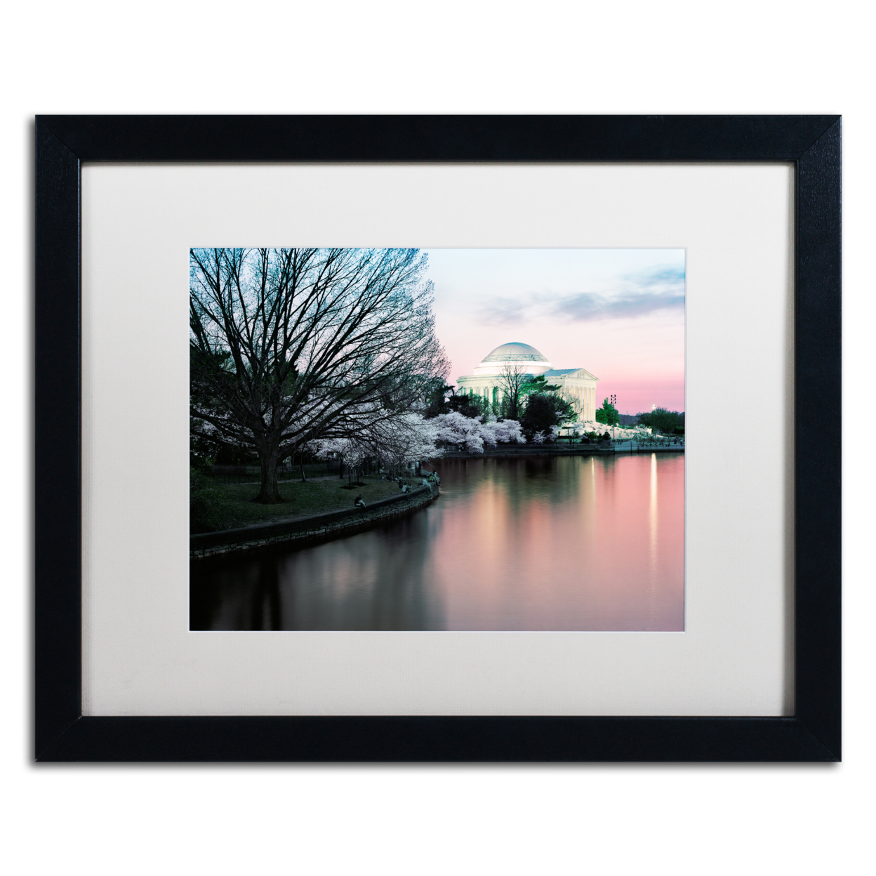 Gregory O'Hanlon 'Cherry Blossoms Twilight' Black Wooden Framed Art 18 X 22 Inches