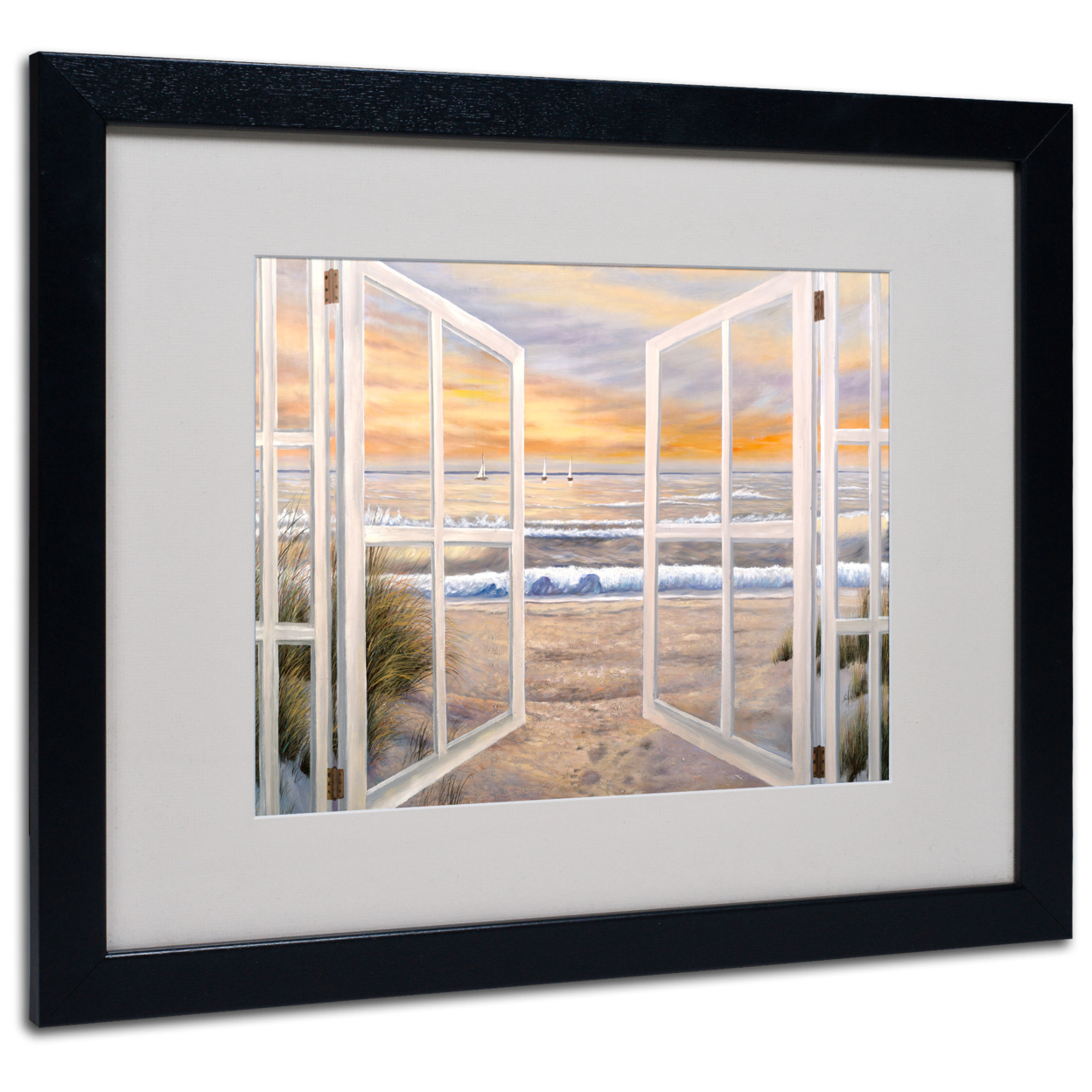 Joval 'Elongated Window' Black Wooden Framed Art 18 X 22 Inches