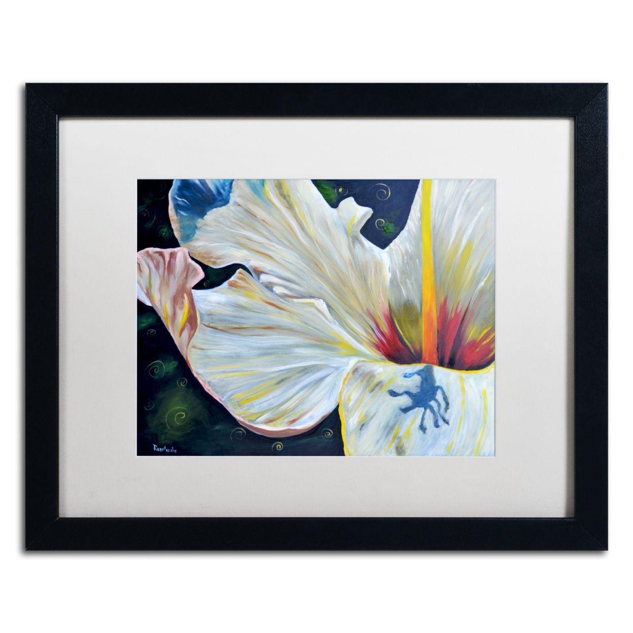 Jennifer Redstreake 'Hibiscus' Black Wooden Framed Art 18 X 22 Inches