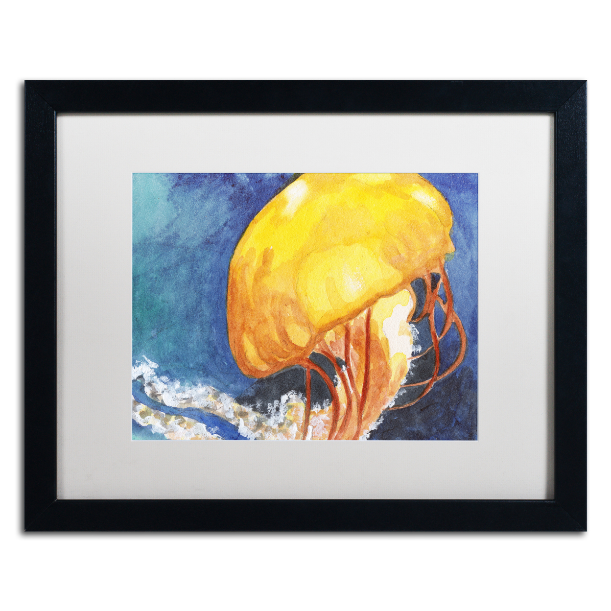 Jennifer Redstreake 'Jelly Fish II' Black Wooden Framed Art 18 X 22 Inches