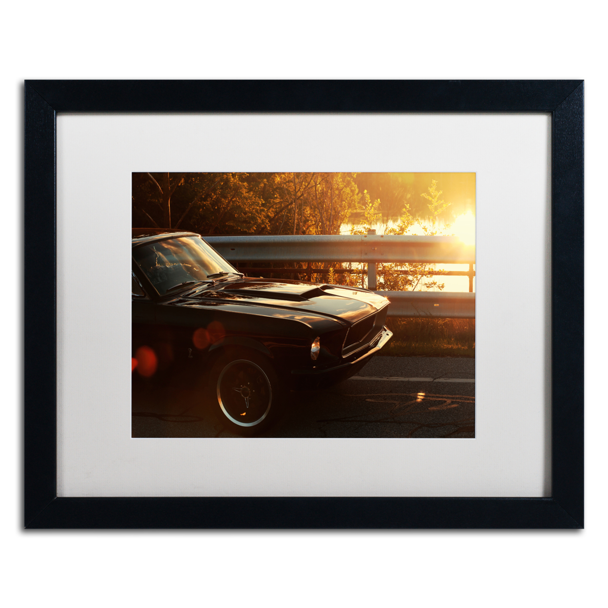Jason Shaffer '67 Mustang' Black Wooden Framed Art 18 X 22 Inches