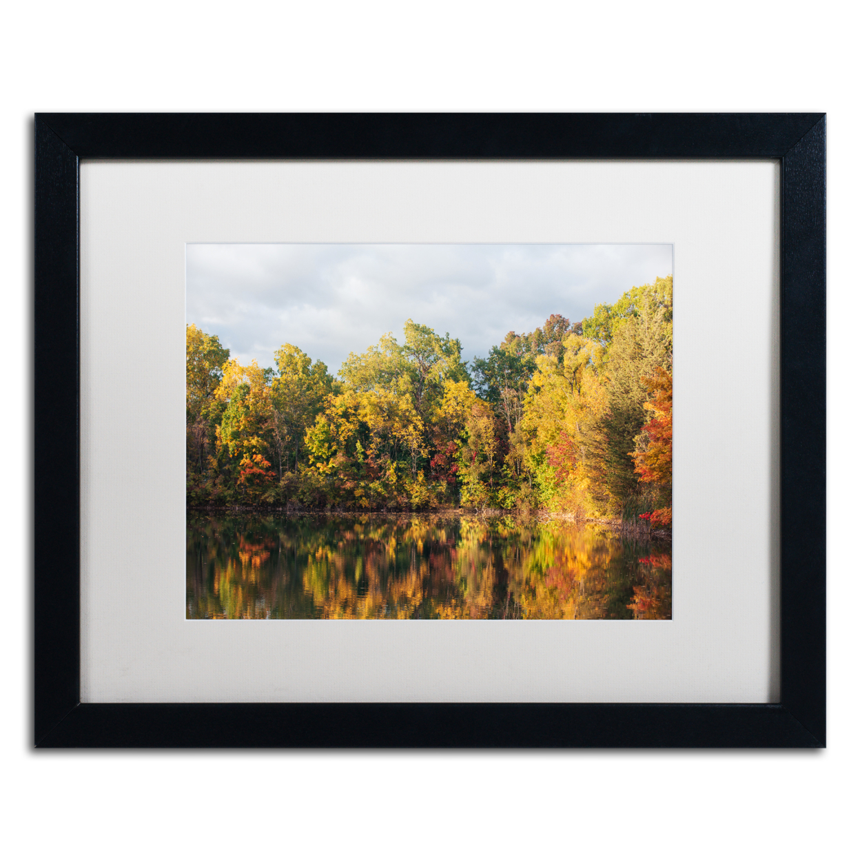 Jason Shaffer 'Autumn Reflections' Black Wooden Framed Art 18 X 22 Inches