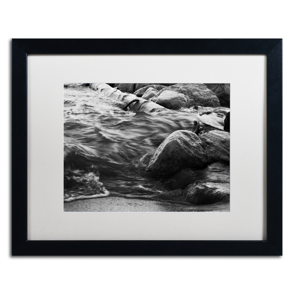 Jason Shaffer 'Lake Erie Waves' Black Wooden Framed Art 18 X 22 Inches