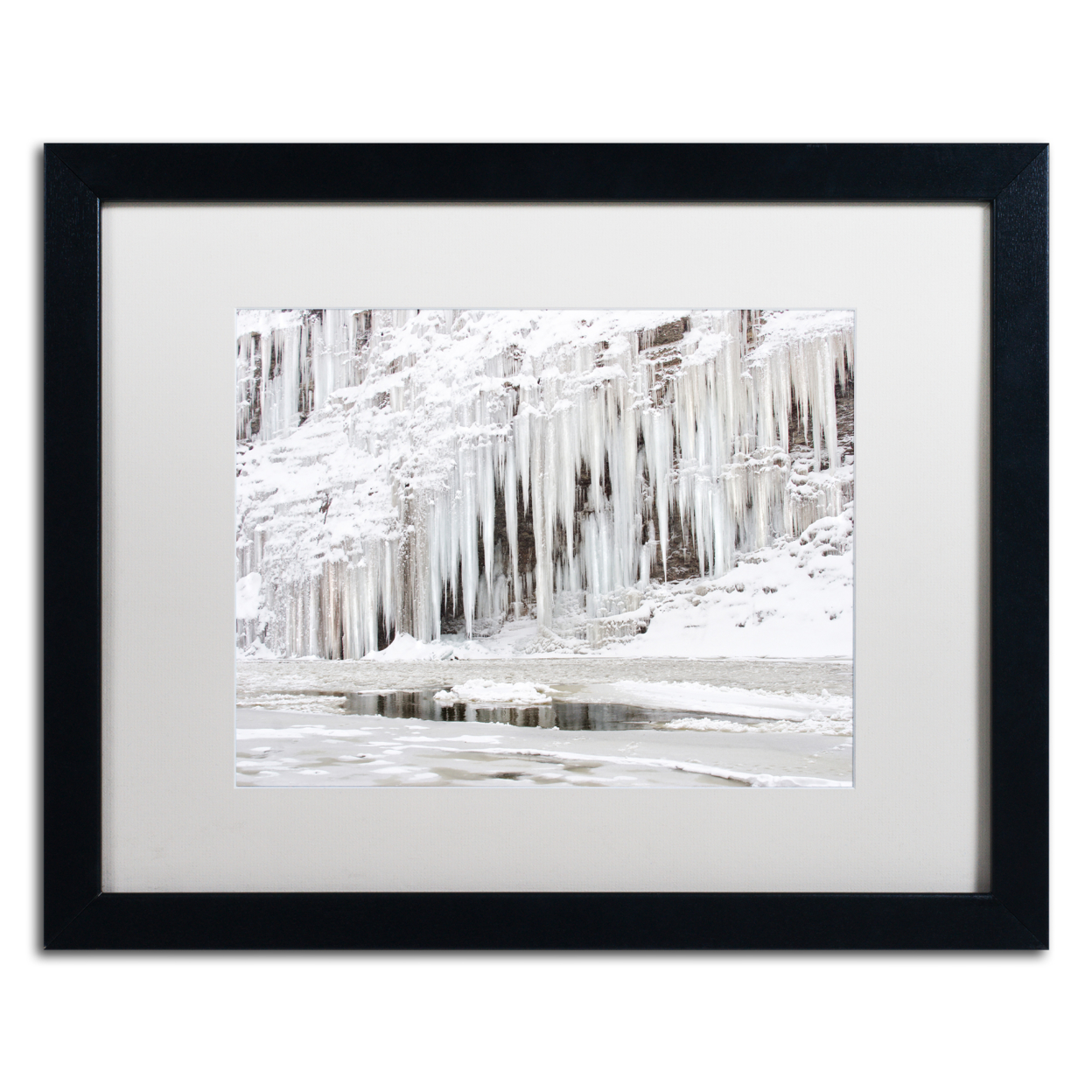 Jason Shaffer 'Mill Hollow Ice' Black Wooden Framed Art 18 X 22 Inches
