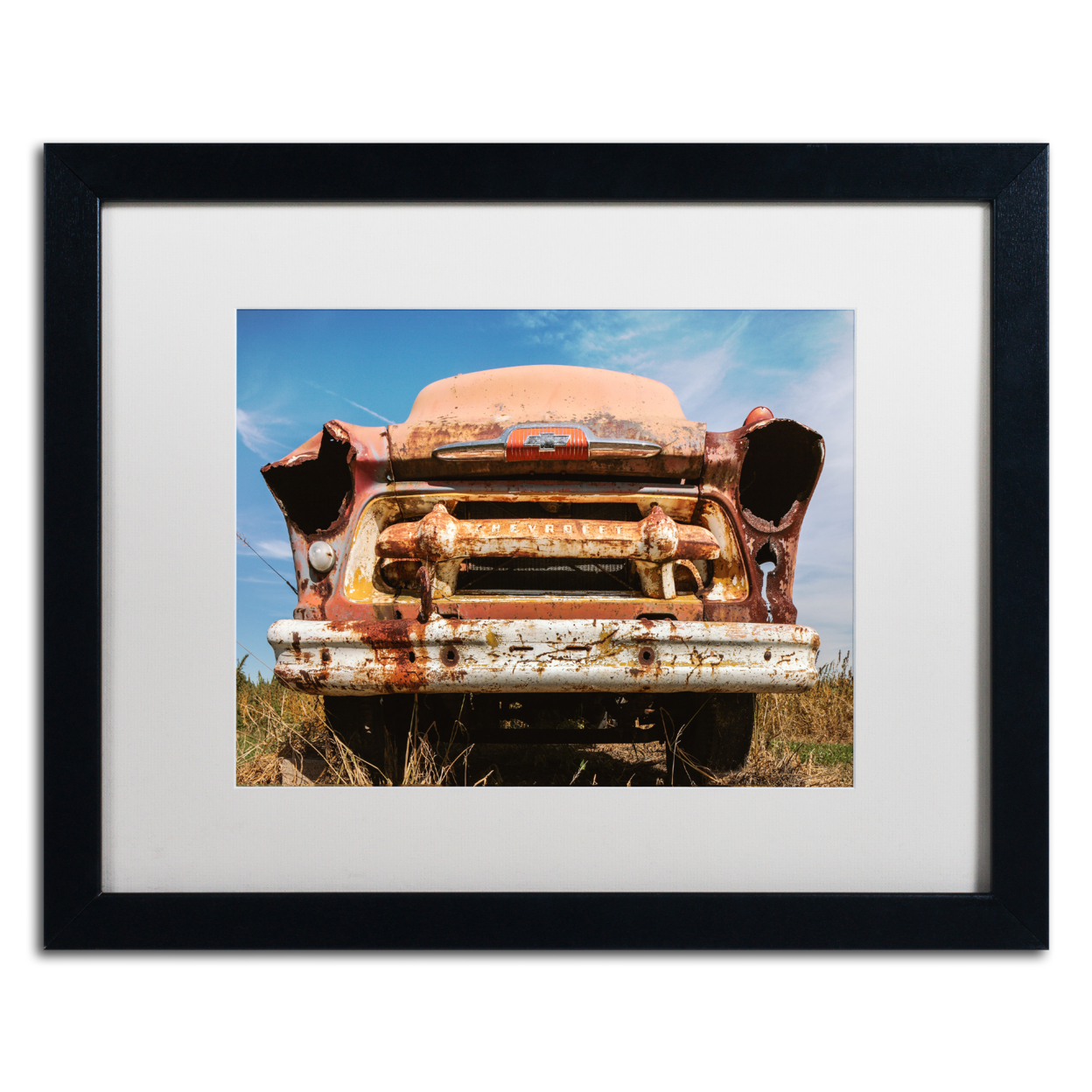Jason Shaffer 'Old Chevy' Black Wooden Framed Art 18 X 22 Inches