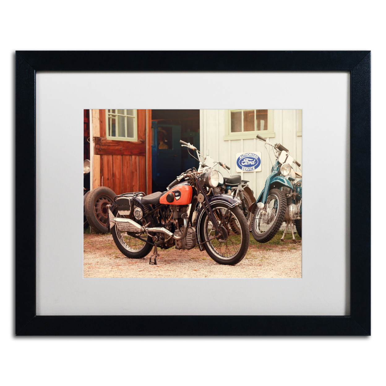 Jason Shaffer 'Old Garage ' Black Wooden Framed Art 18 X 22 Inches