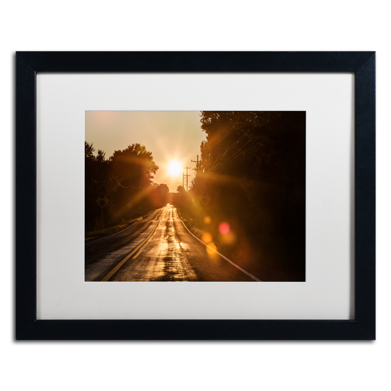 Jason Shaffer 'Sun Soaked Road' Black Wooden Framed Art 18 X 22 Inches
