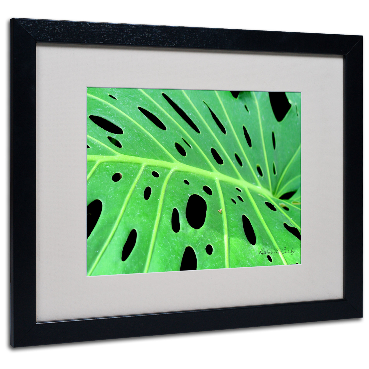 Kathie McCurdy 'Tropical Leaf' Black Wooden Framed Art 18 X 22 Inches