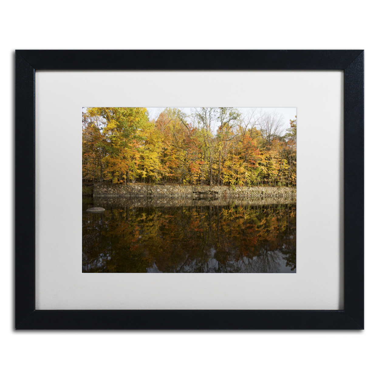 Kurt Shaffer 'Autumn Along The Rocky River' Black Wooden Framed Art 18 X 22 Inches