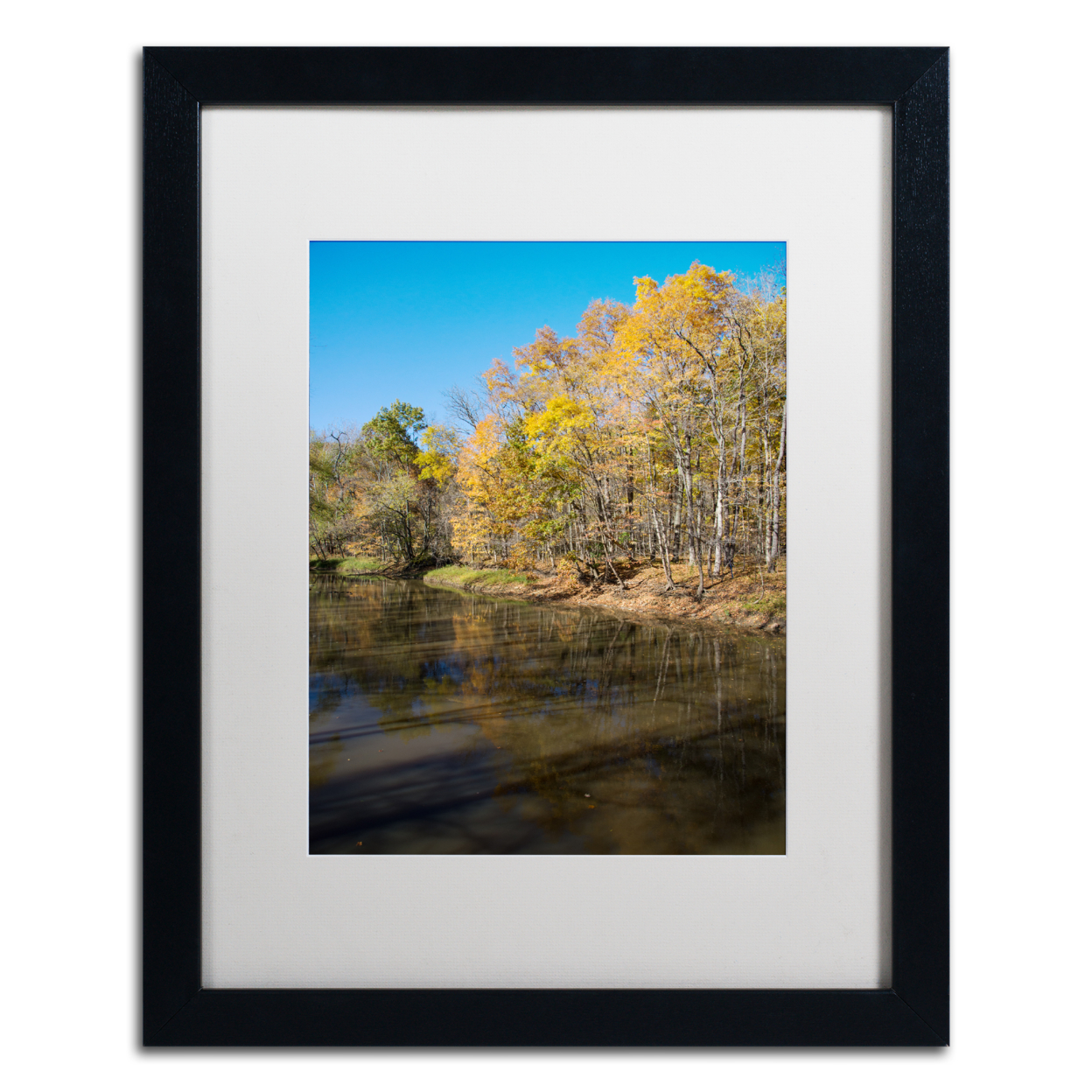 Kurt Shaffer 'Vermilion River Autumn' Black Wooden Framed Art 18 X 22 Inches