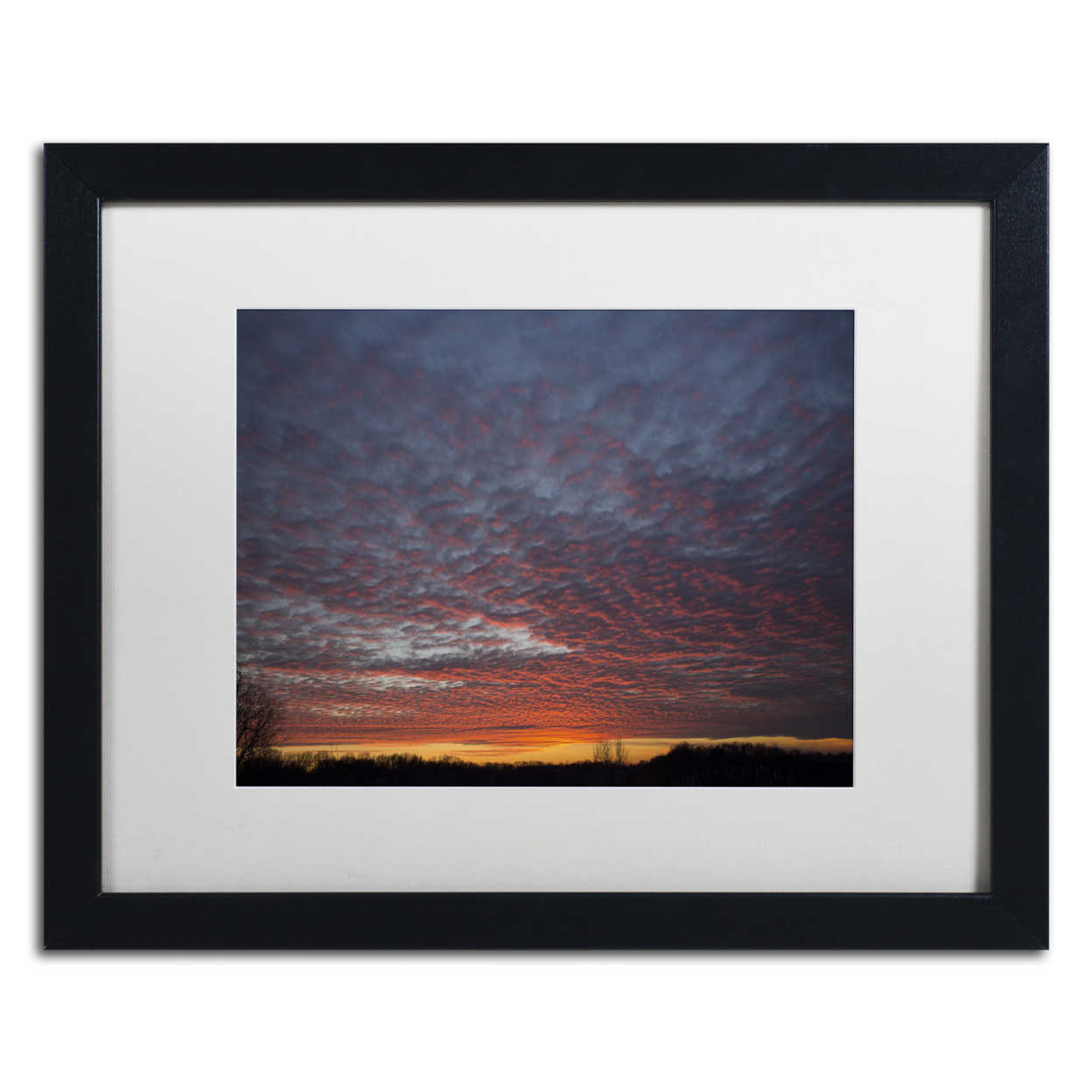 Kurt Shaffer 'Amazing Winter Sunset' Black Wooden Framed Art 18 X 22 Inches