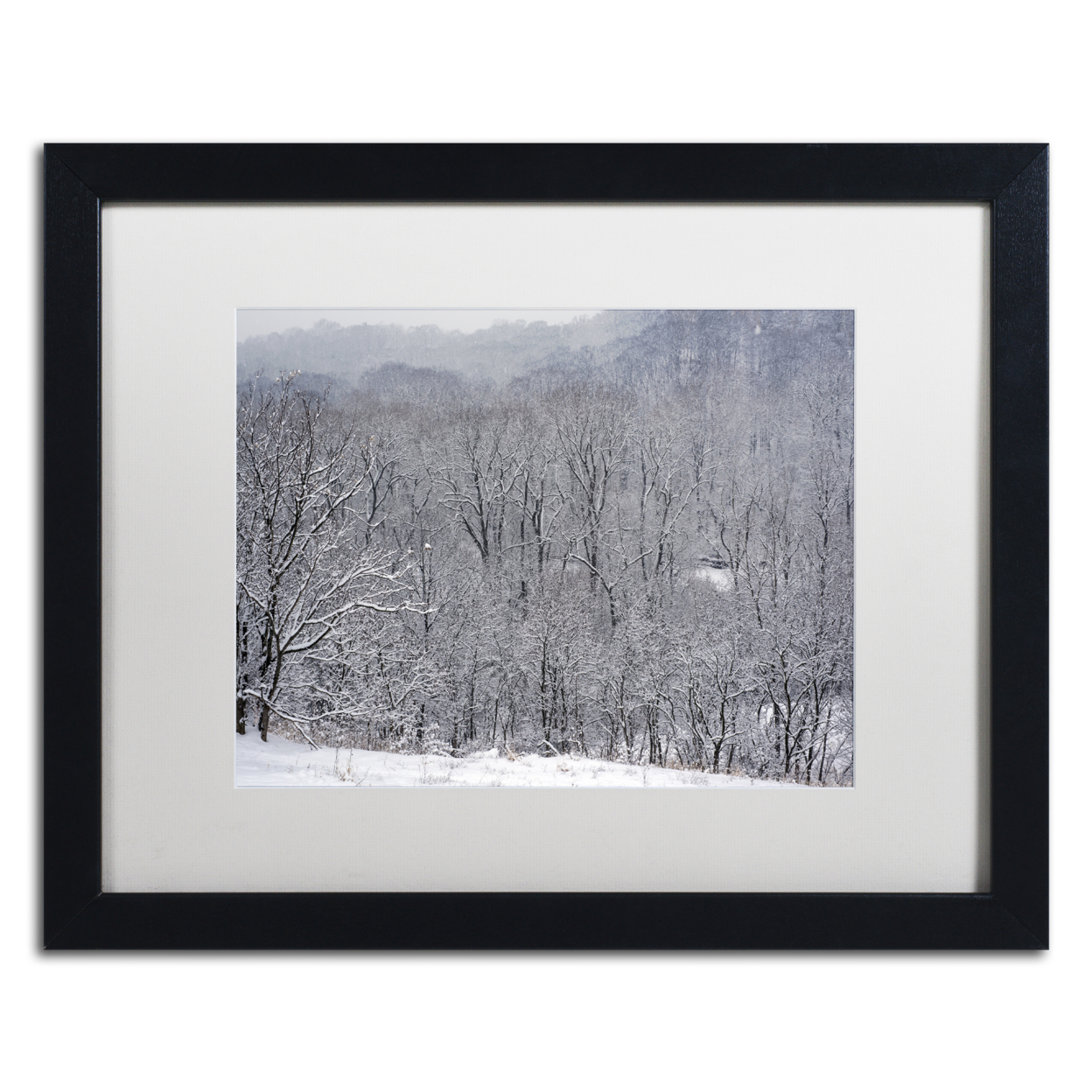 Kurt Shaffer 'Quiet Heavy Snowfall' Black Wooden Framed Art 18 X 22 Inches
