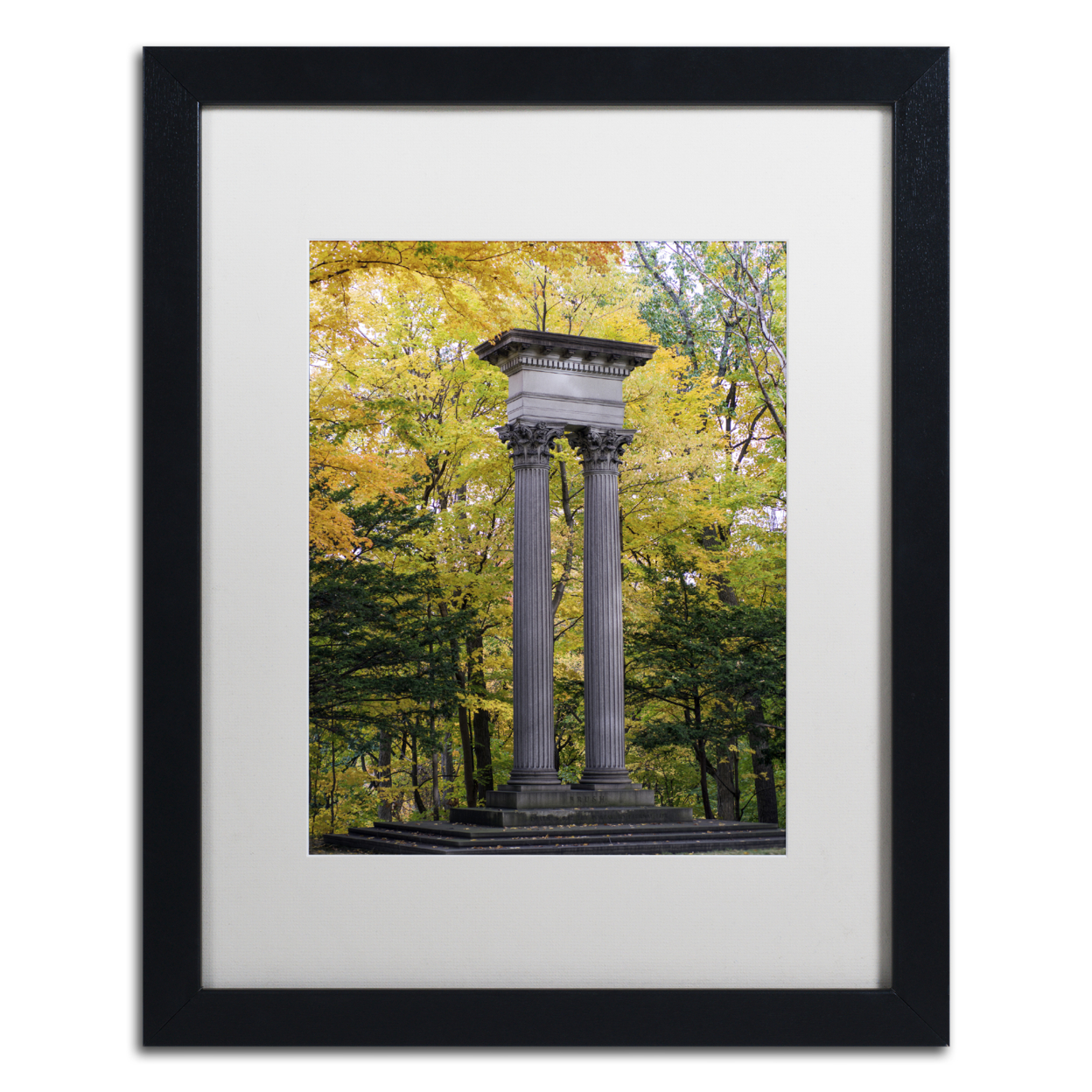 Kurt Shaffer 'Autumn Columns' Black Wooden Framed Art 18 X 22 Inches