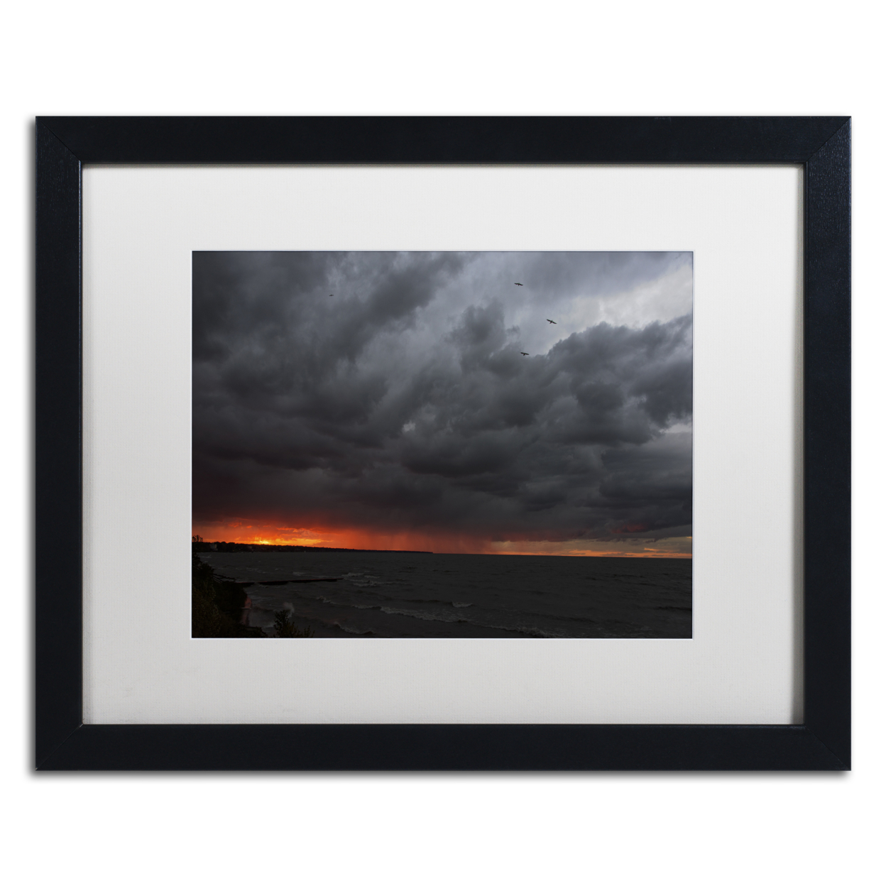 Kurt Shaffer 'Stormy October Sunset' Black Wooden Framed Art 18 X 22 Inches