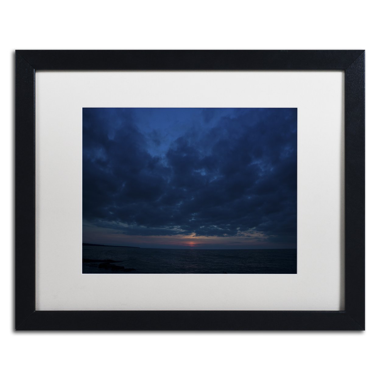 Kurt Shaffer 'Contemplative Sunset' Black Wooden Framed Art 18 X 22 Inches
