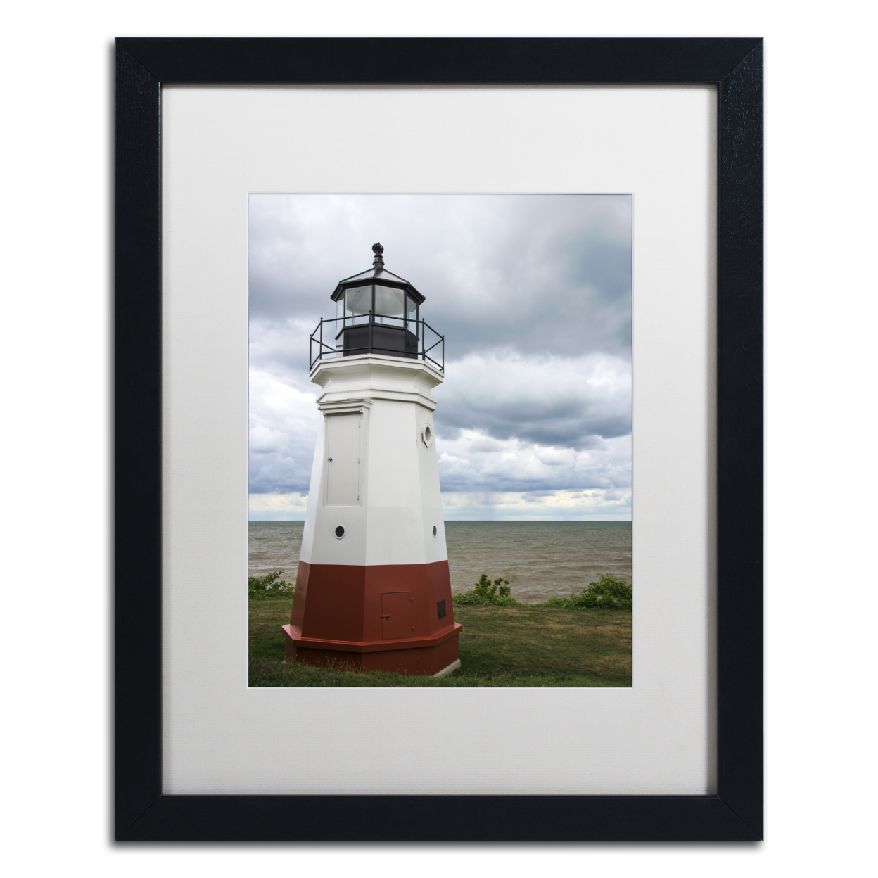 Kurt Shaffer 'Vermillion Ohio Lighthouse' Black Wooden Framed Art 18 X 22 Inches