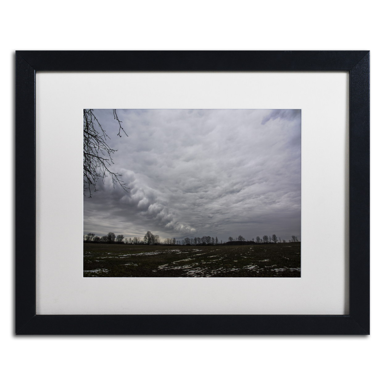 Kurt Shaffer 'Country Clouds' Black Wooden Framed Art 18 X 22 Inches