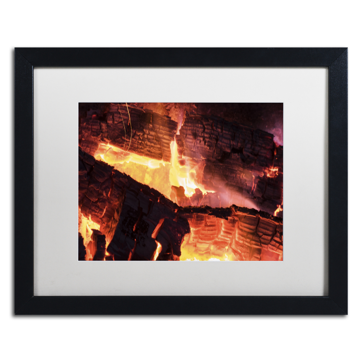 Kurt Shaffer 'Fireplace' Black Wooden Framed Art 18 X 22 Inches
