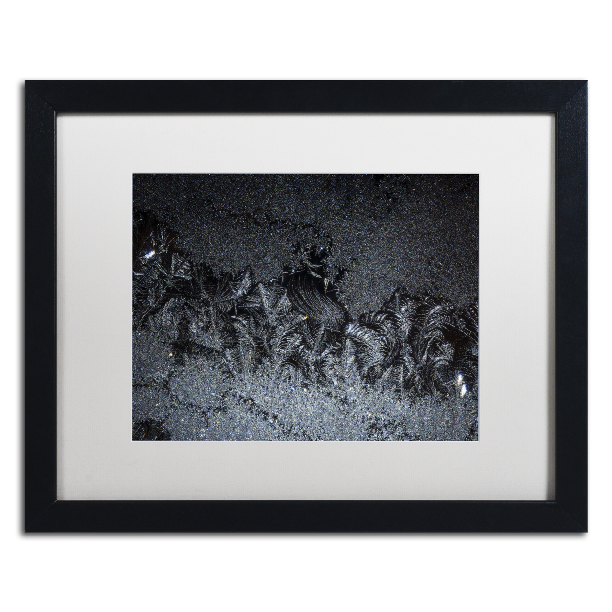 Kurt Shaffer 'Frost On My Window At Night' Black Wooden Framed Art 18 X 22 Inches