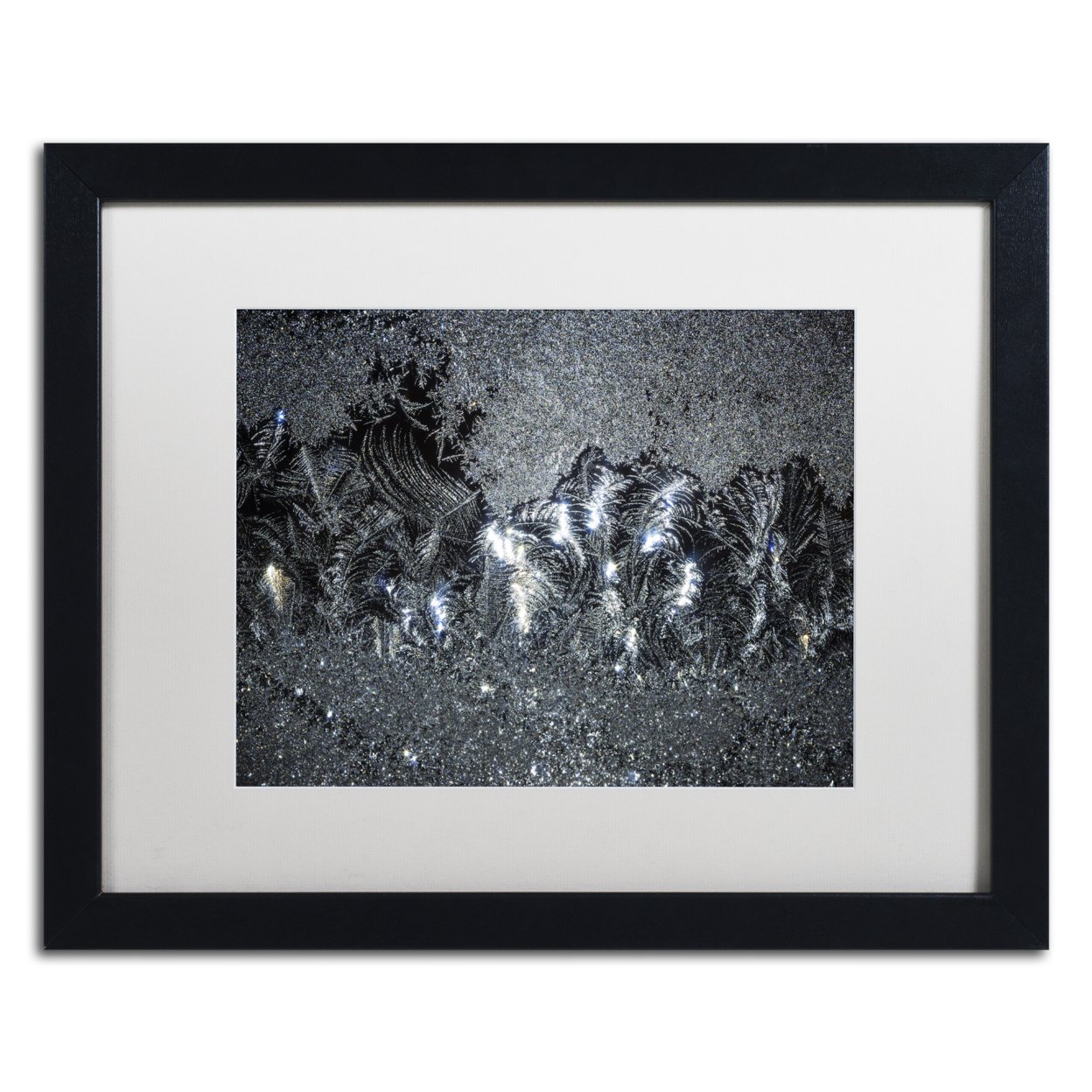 Kurt Shaffer 'Window Frost At Night 1' Black Wooden Framed Art 18 X 22 Inches
