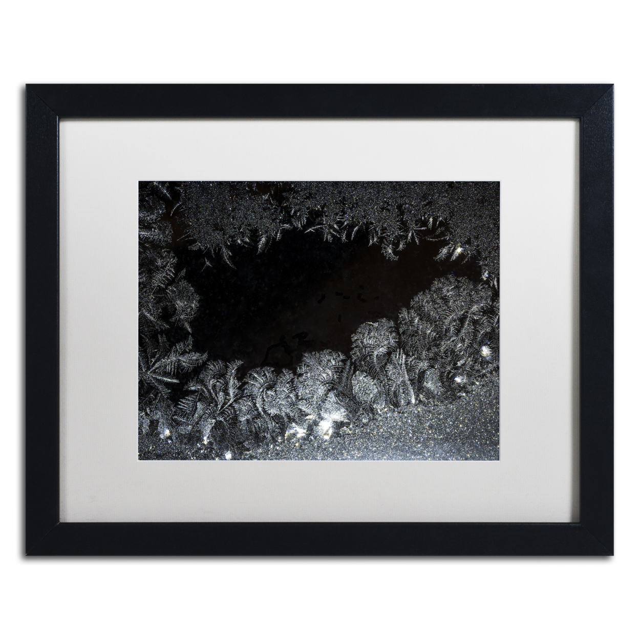 Kurt Shaffer 'Window Frost At Night 2' Black Wooden Framed Art 18 X 22 Inches