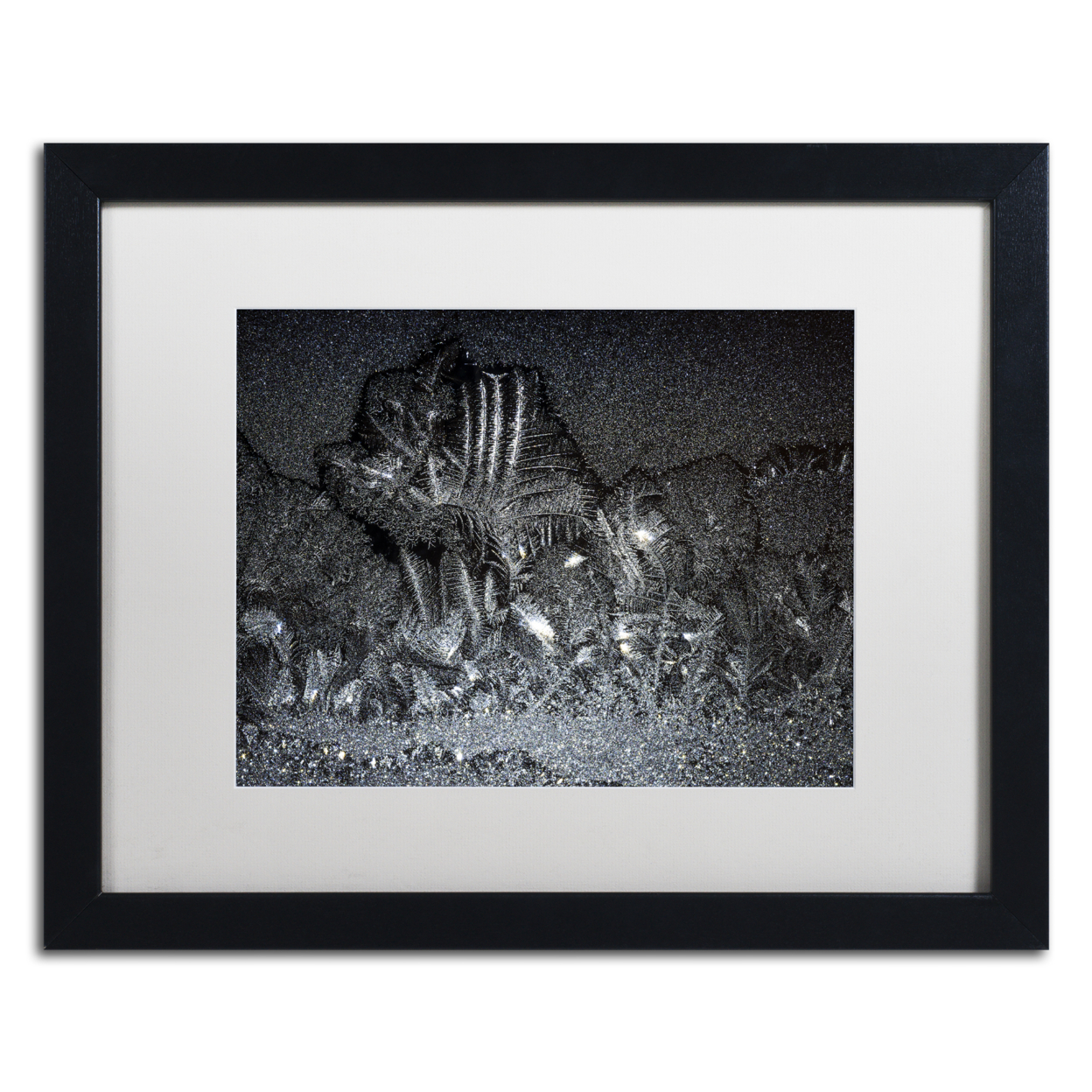 Kurt Shaffer 'Window Frost At Night 3' Black Wooden Framed Art 18 X 22 Inches