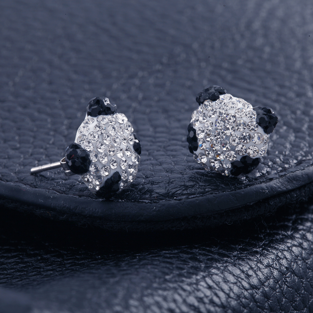Black And White Crystal Stud Earrings