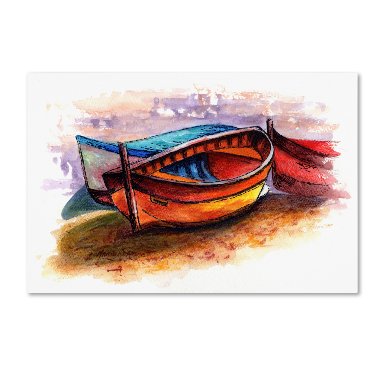 Marion Rose 'Boat 11' Ready To Hang Canvas Art 12 X 19 Inches Made In USA