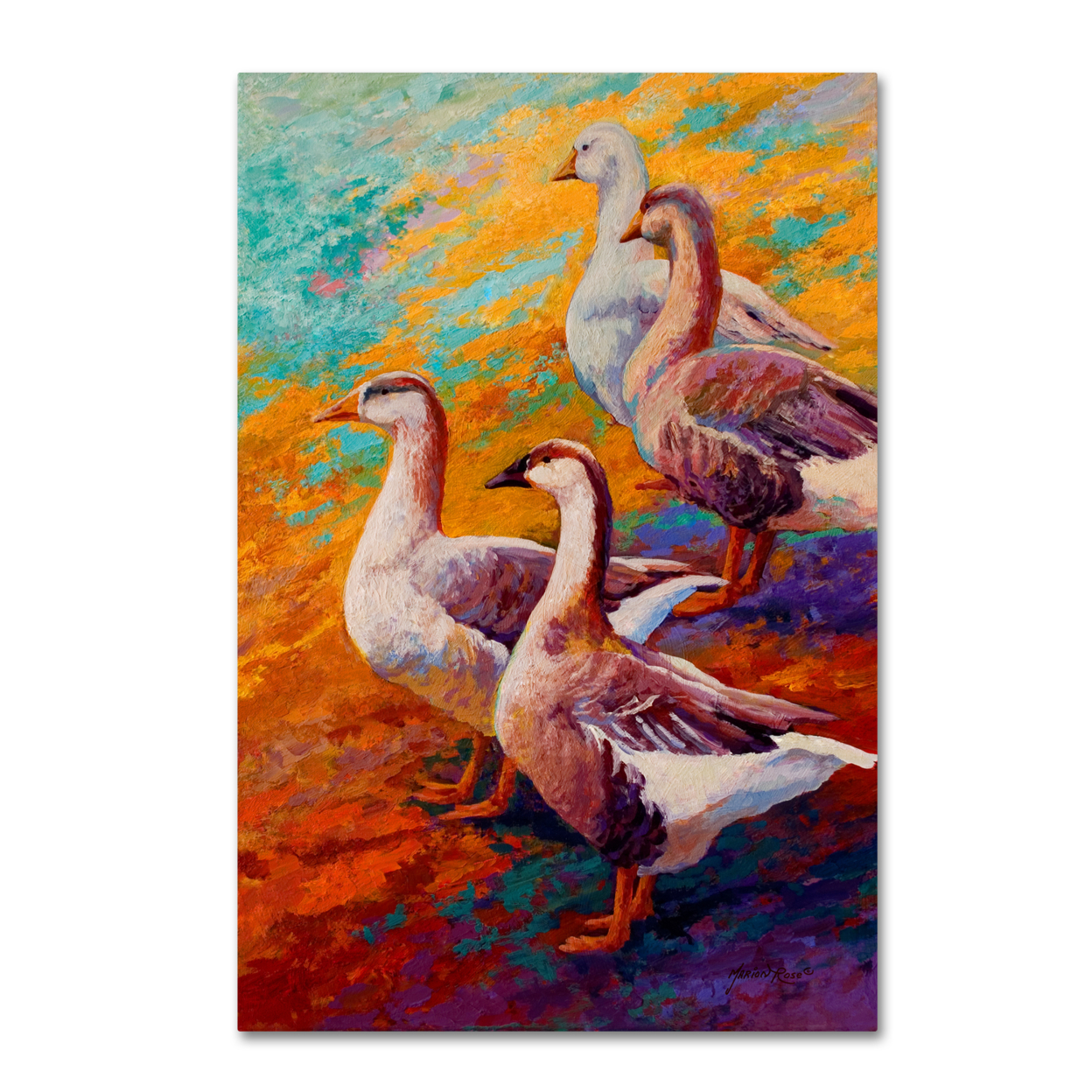 Marion Rose 'Gaggle Of 2' Ready To Hang Canvas Art 12 X 19 Inches Made In USA