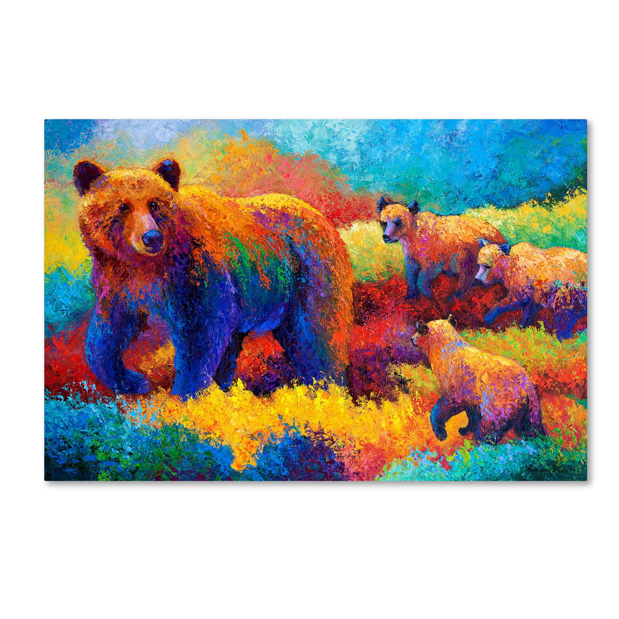 Marion Rose 'Grizz Family' Ready To Hang Canvas Art 12 X 19 Inches Made In USA