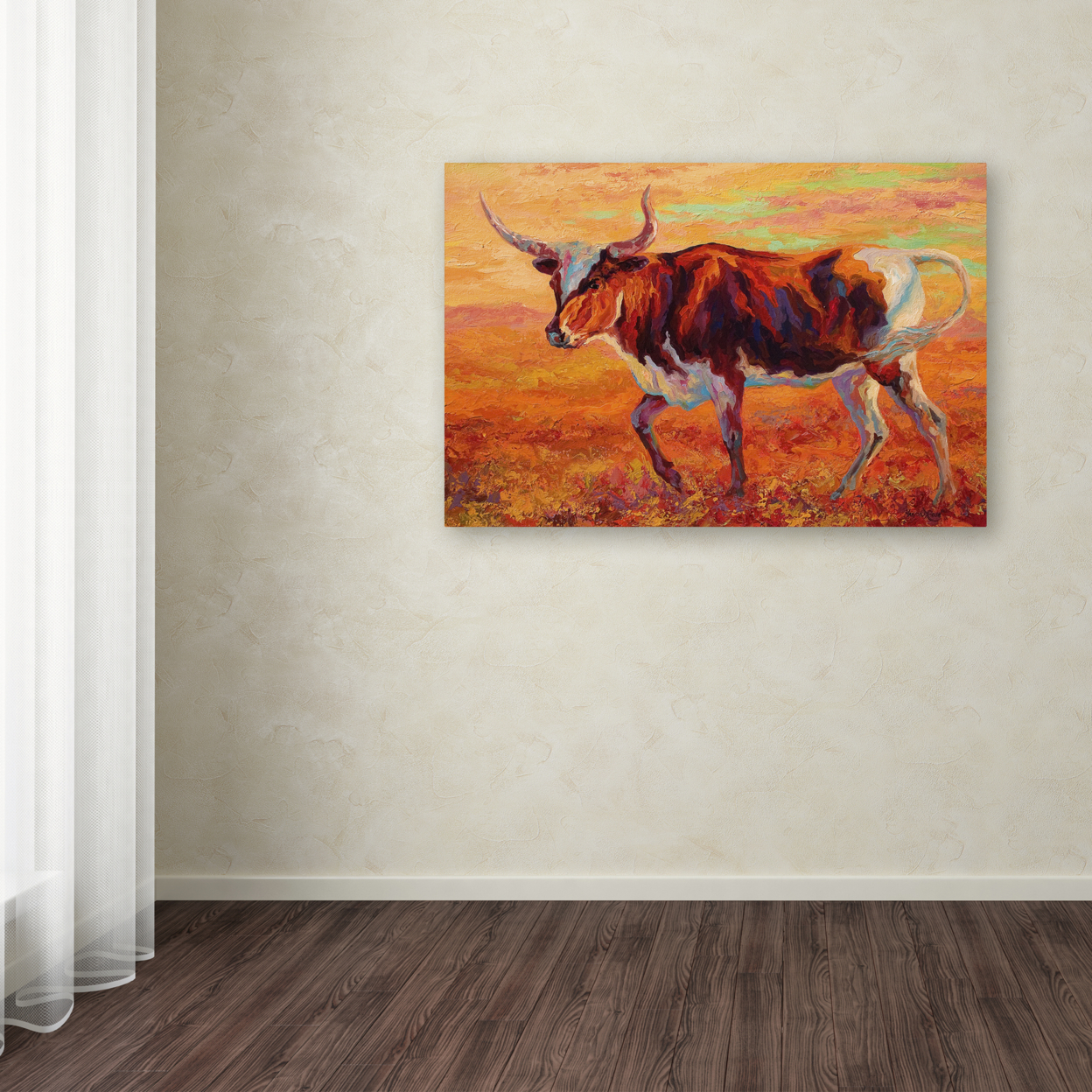 Marion Rose 'Longhorn Heifer' Ready To Hang Canvas Art 12 X 19 Inches Made In USA